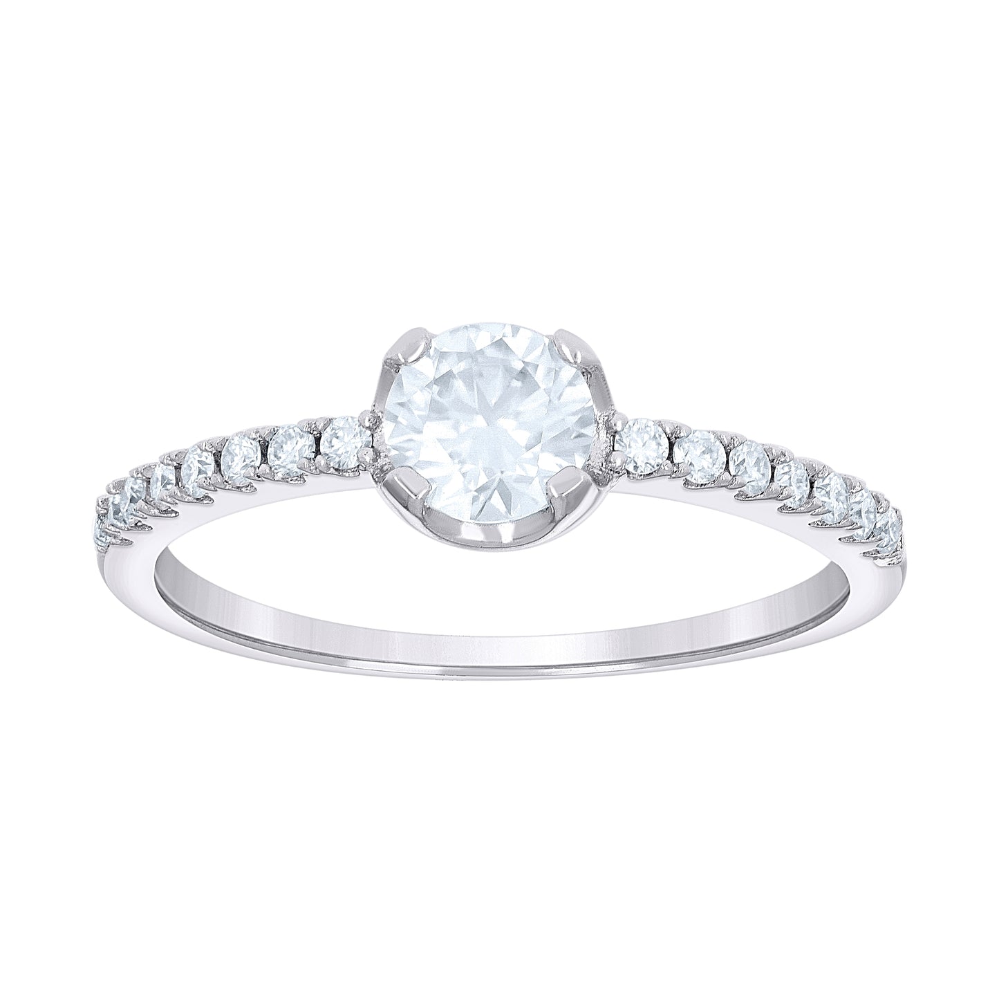 Sterling Silver Womens 0.67ct Moissanite Bridal Anniversary Engagement Wedding Ring