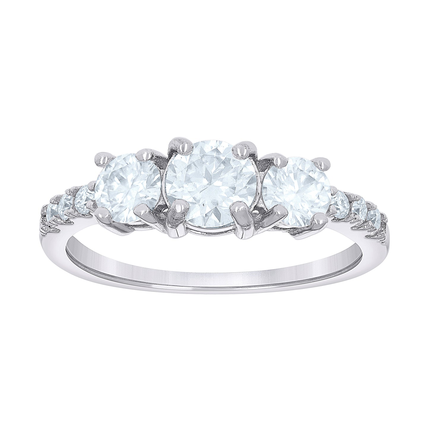 Sterling Silver Womens 1.33ct Moissanite Trio Bridal Anniversary Engagement Wedding Ring
