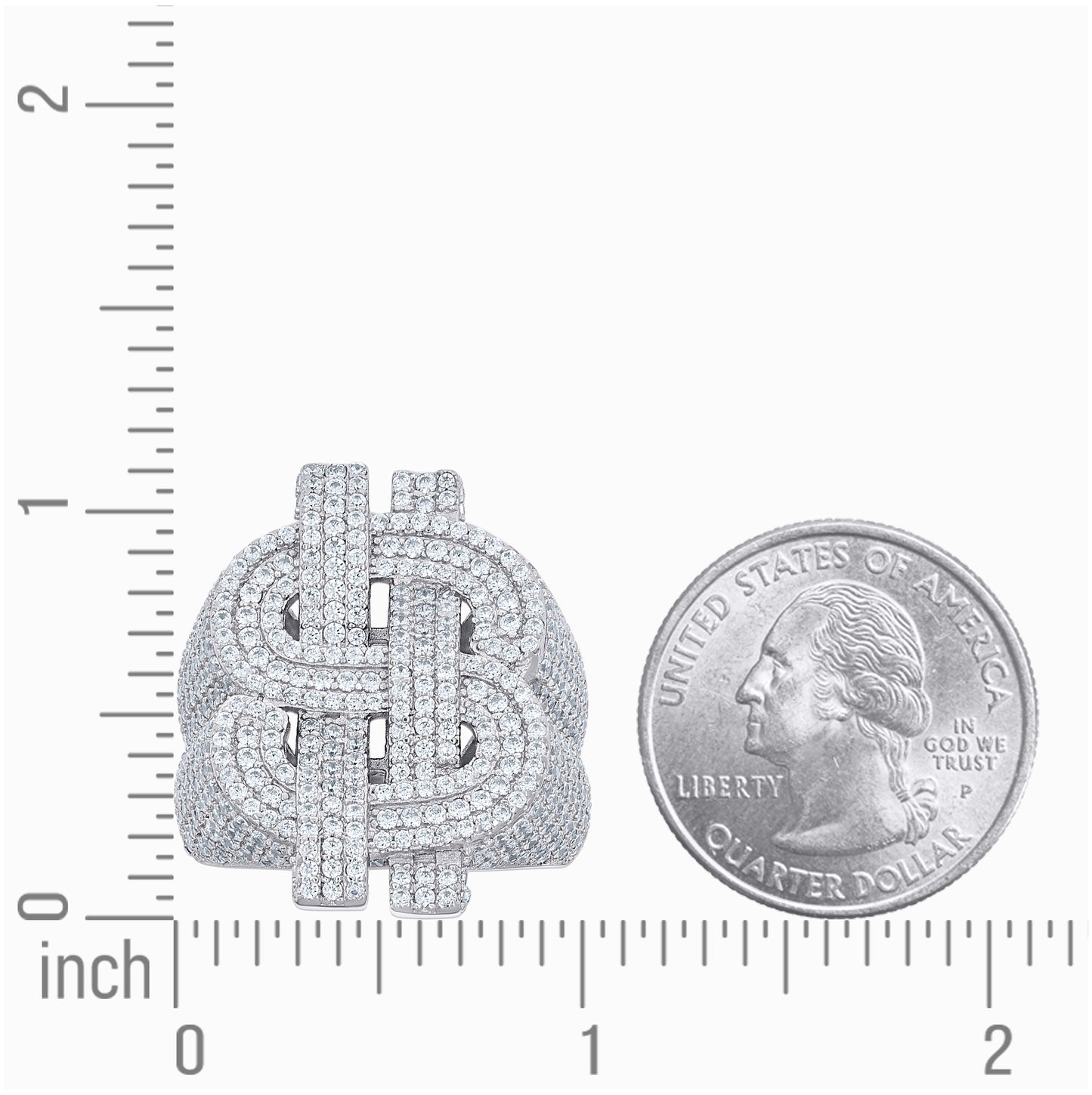 Sterling Silver Mens Cubic-Zirconia Dollar Sign Currency Bridal Anniversary Wedding Engagement Band Ring