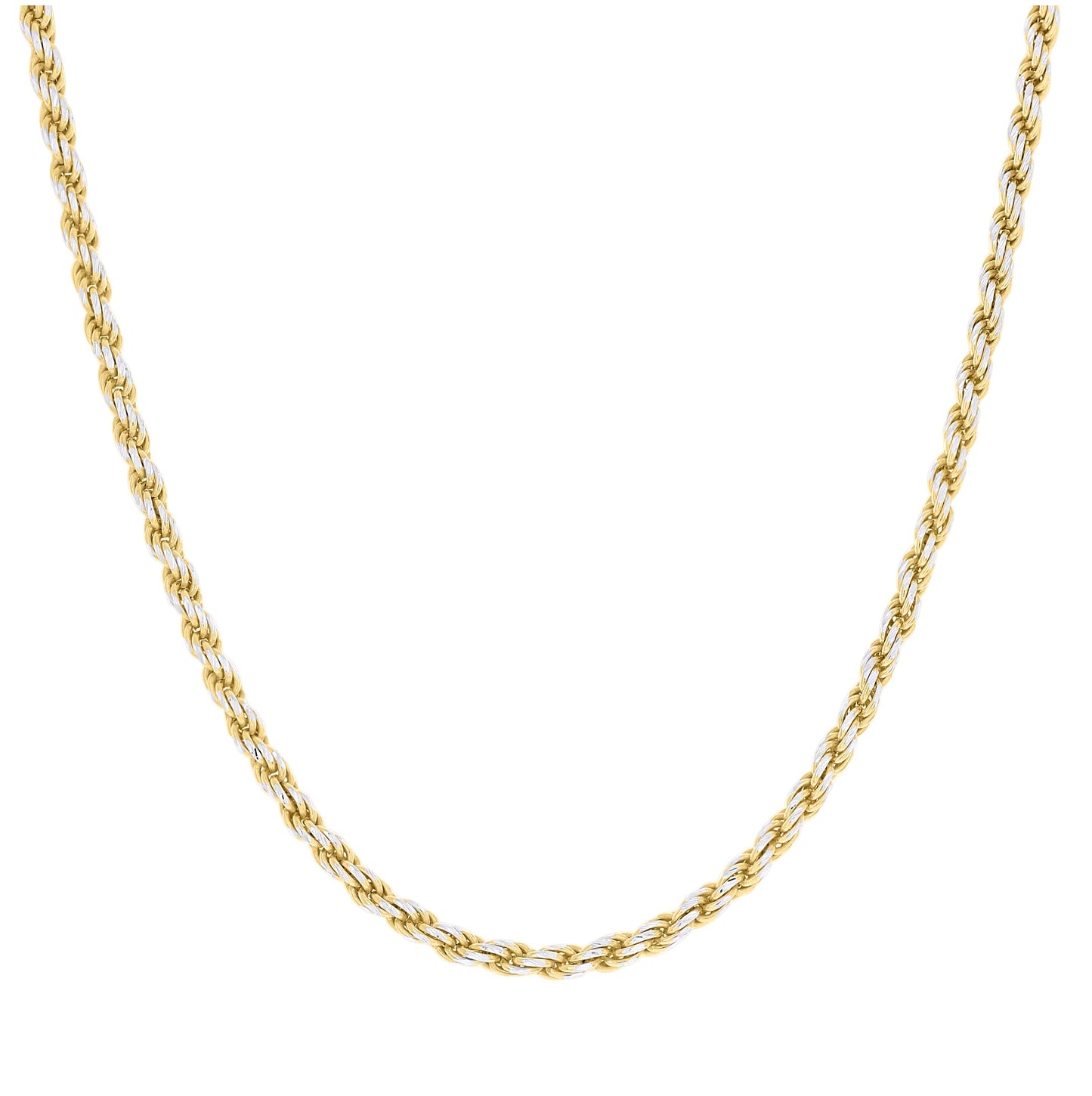 Sterling Silver Two Tone Solid Rope Silver Chain