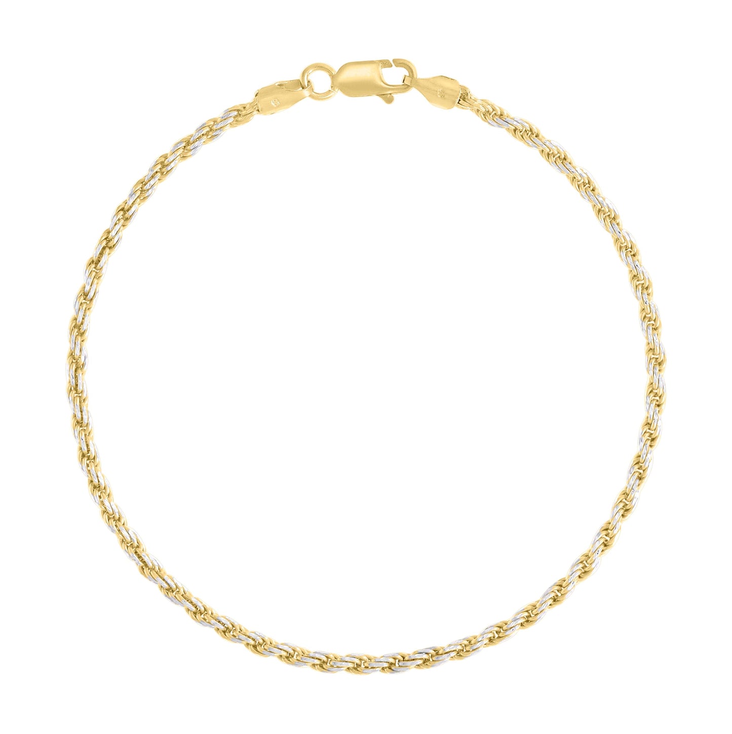 Sterling Silver Two Tone Solid Rope Silver Chain