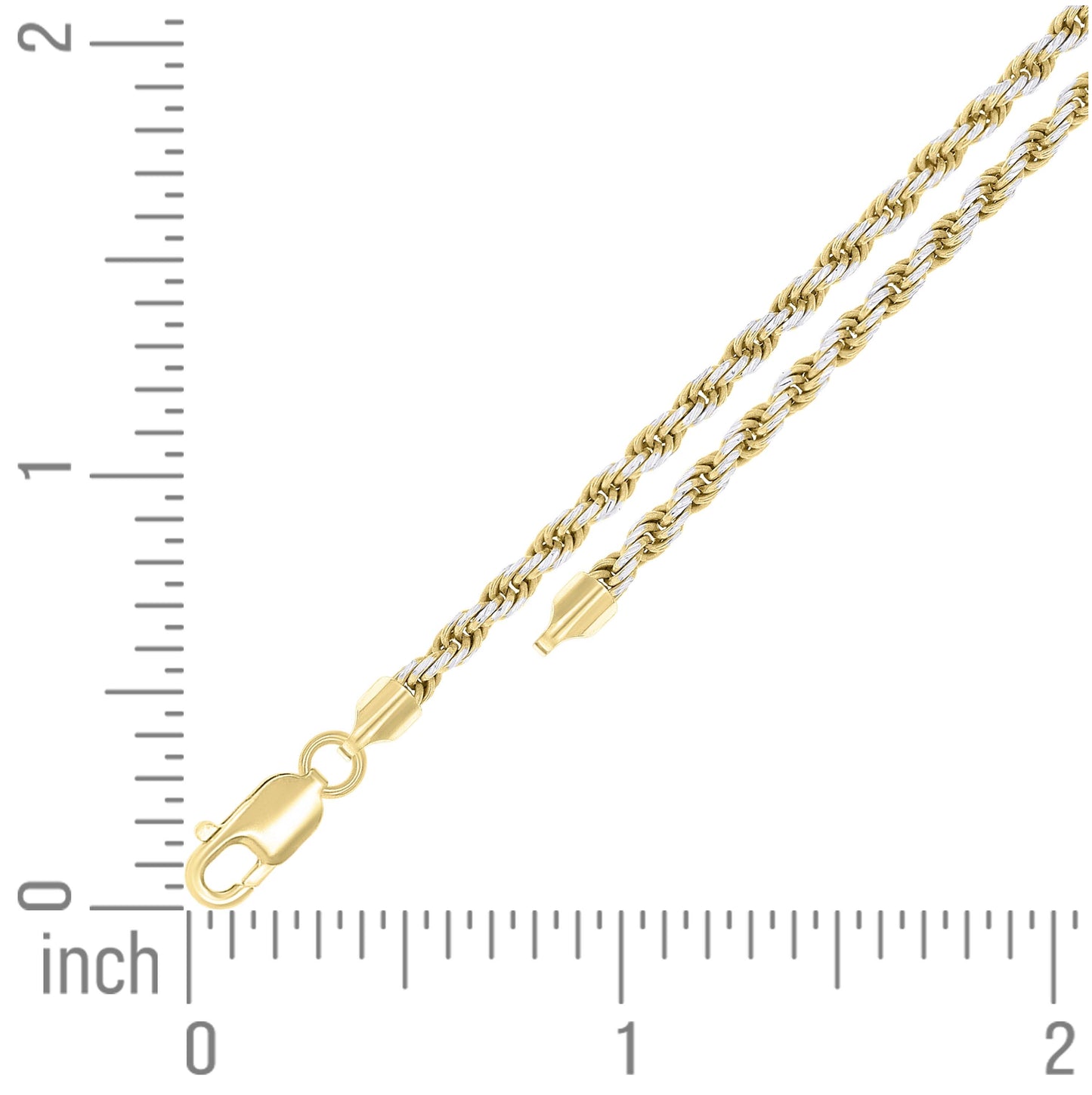 Sterling Silver Two Tone Solid Rope Silver Chain