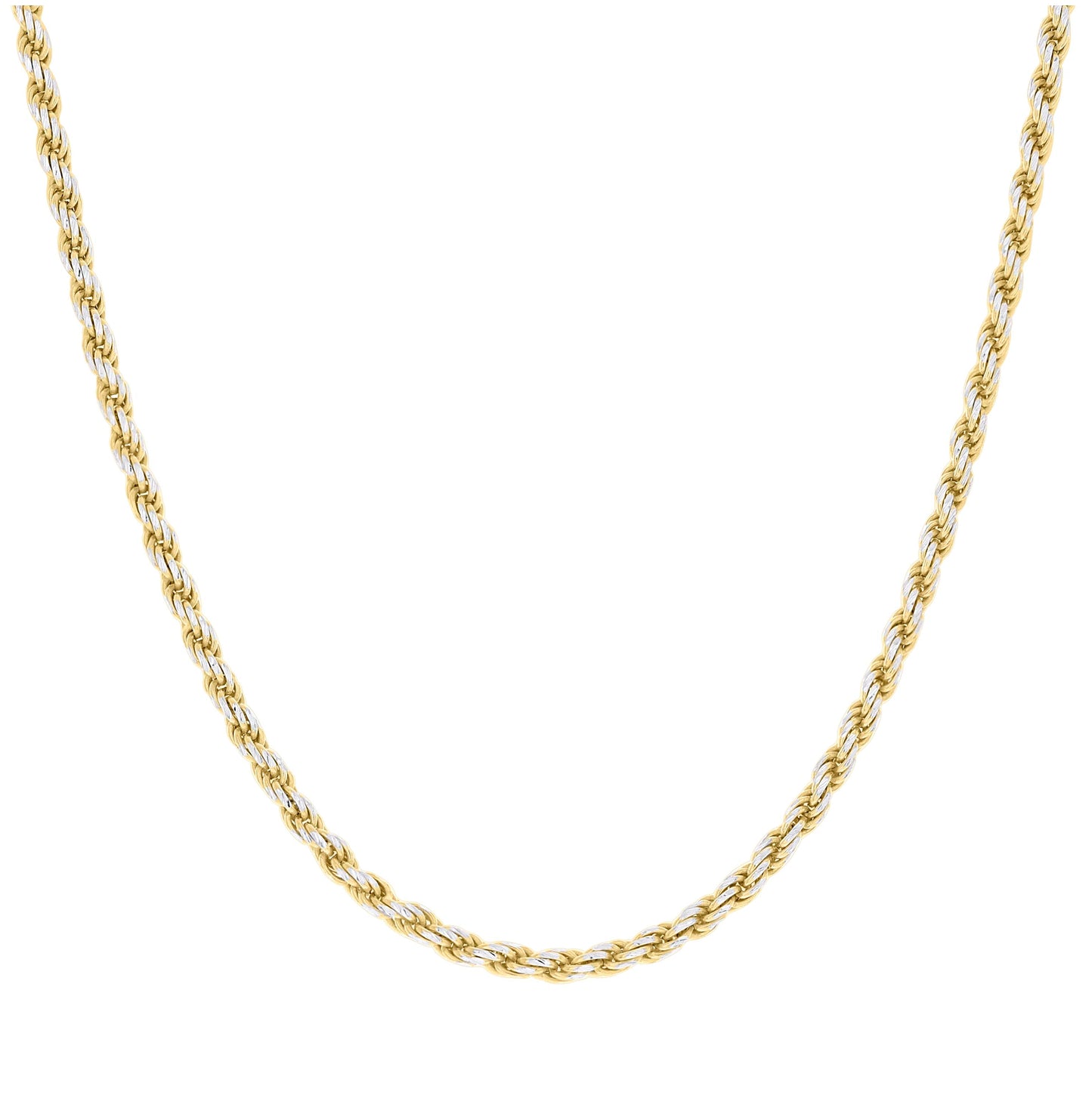 Sterling Silver Two Tone Solid Rope Silver Chain