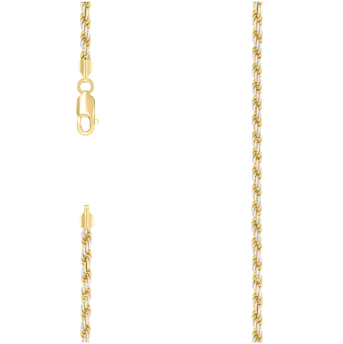 Sterling Silver Two Tone Solid Rope Silver Chain