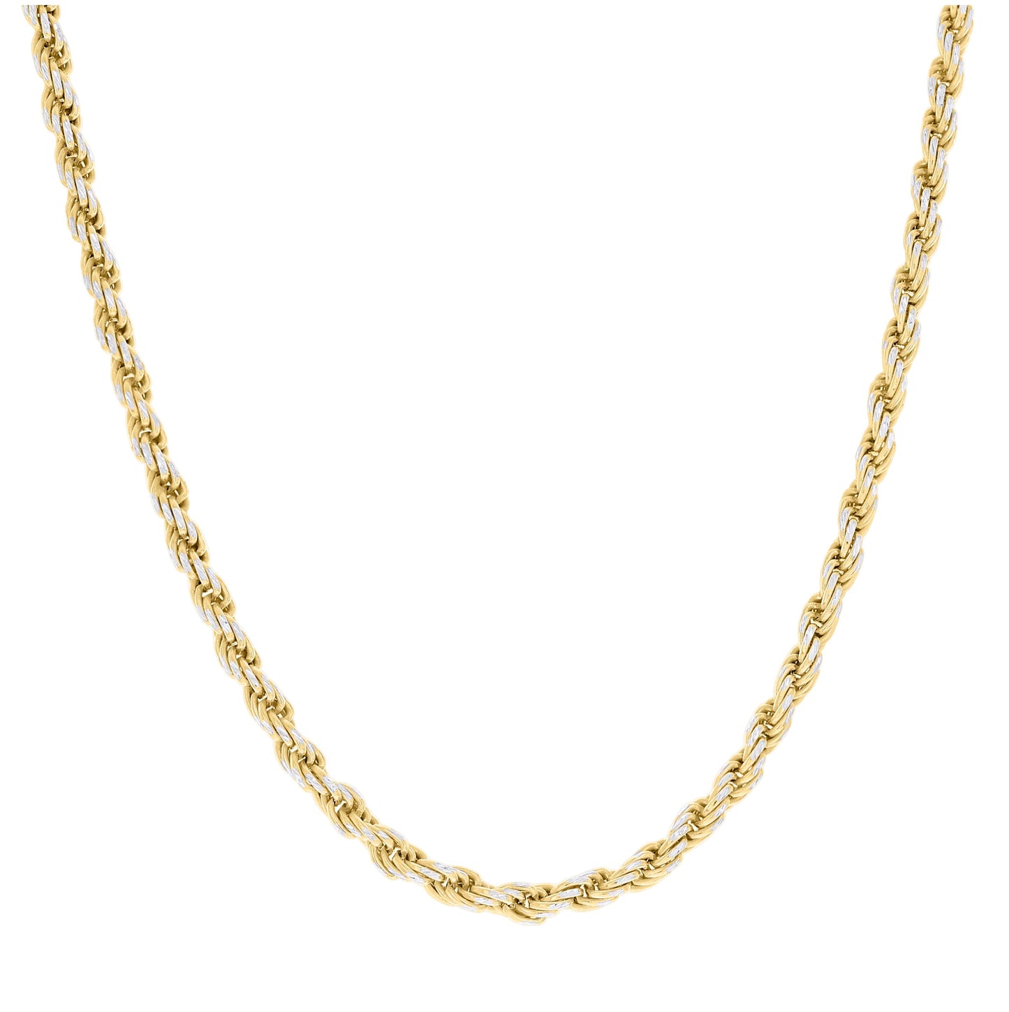 Sterling Silver Two Tone Solid Rope Silver Chain