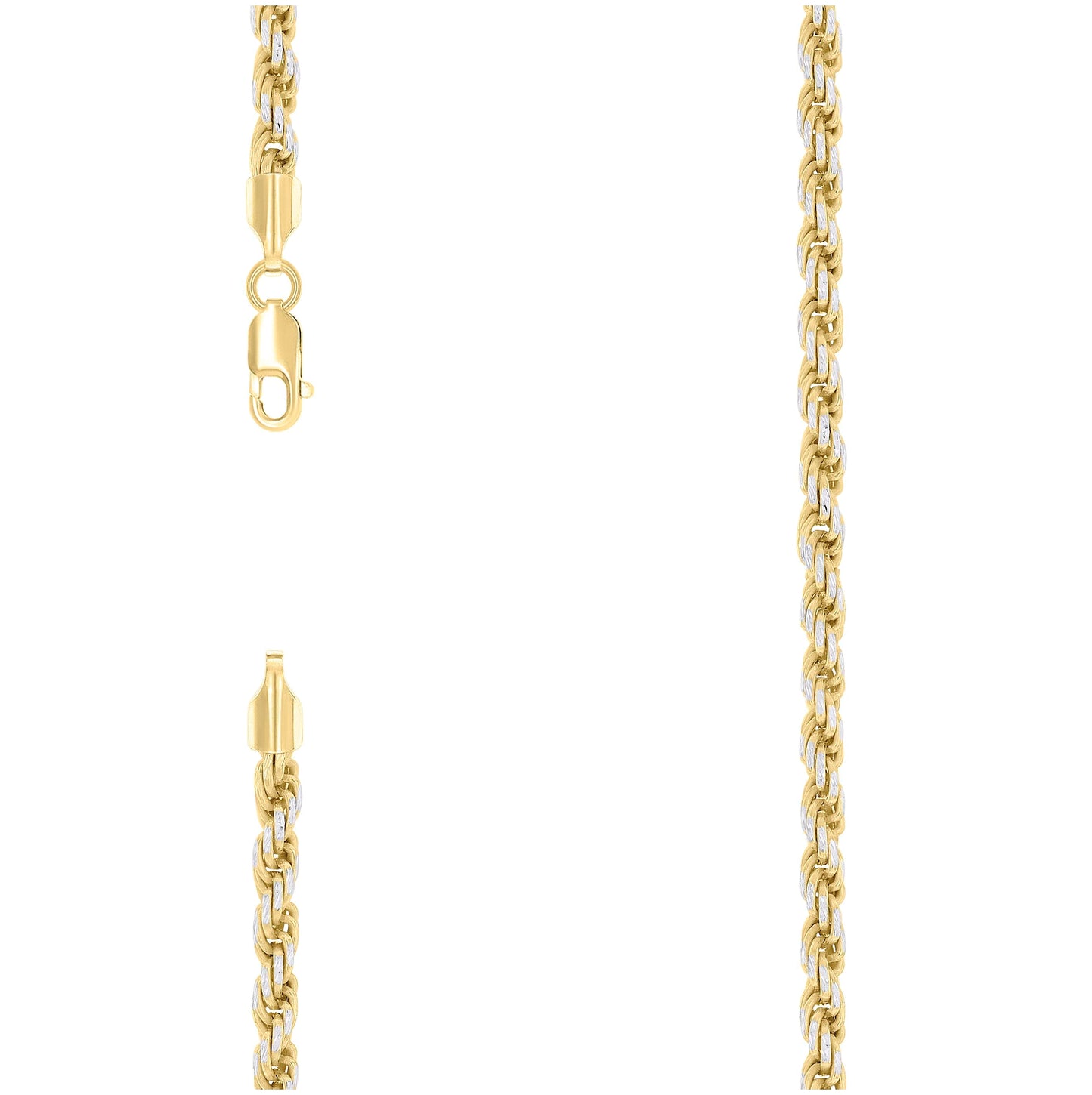 Sterling Silver Two Tone Solid Rope Silver Chain
