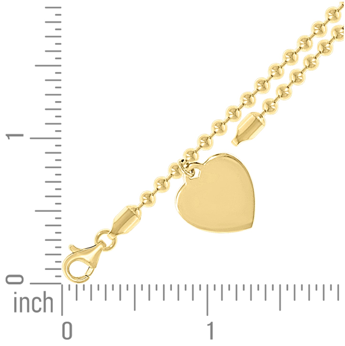 Sterling Silver Womens Heart Charm Beaded Bracelet Size 7 Inches