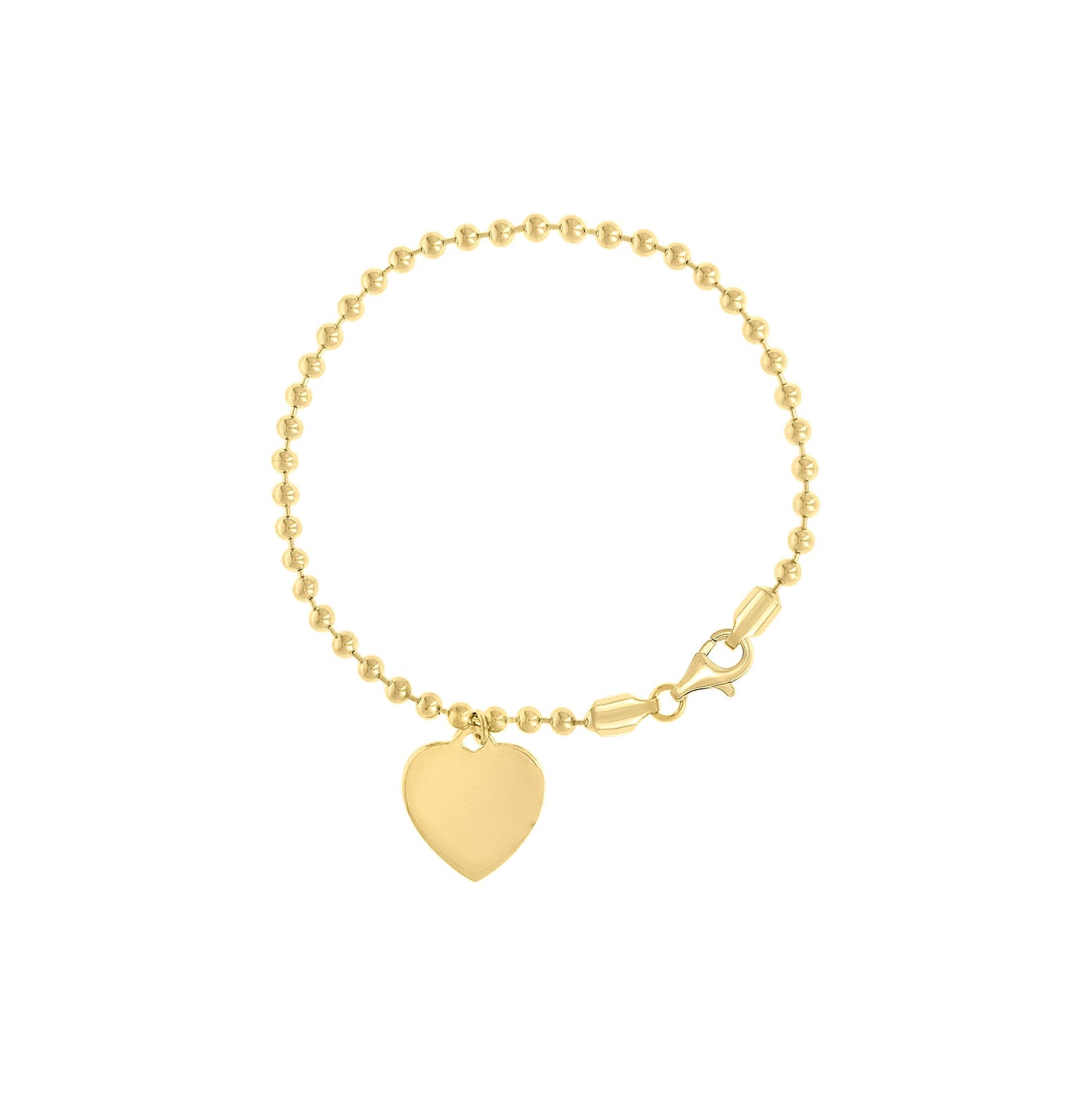 Sterling Silver Womens Heart Charm Beaded Bracelet Size 7 Inches