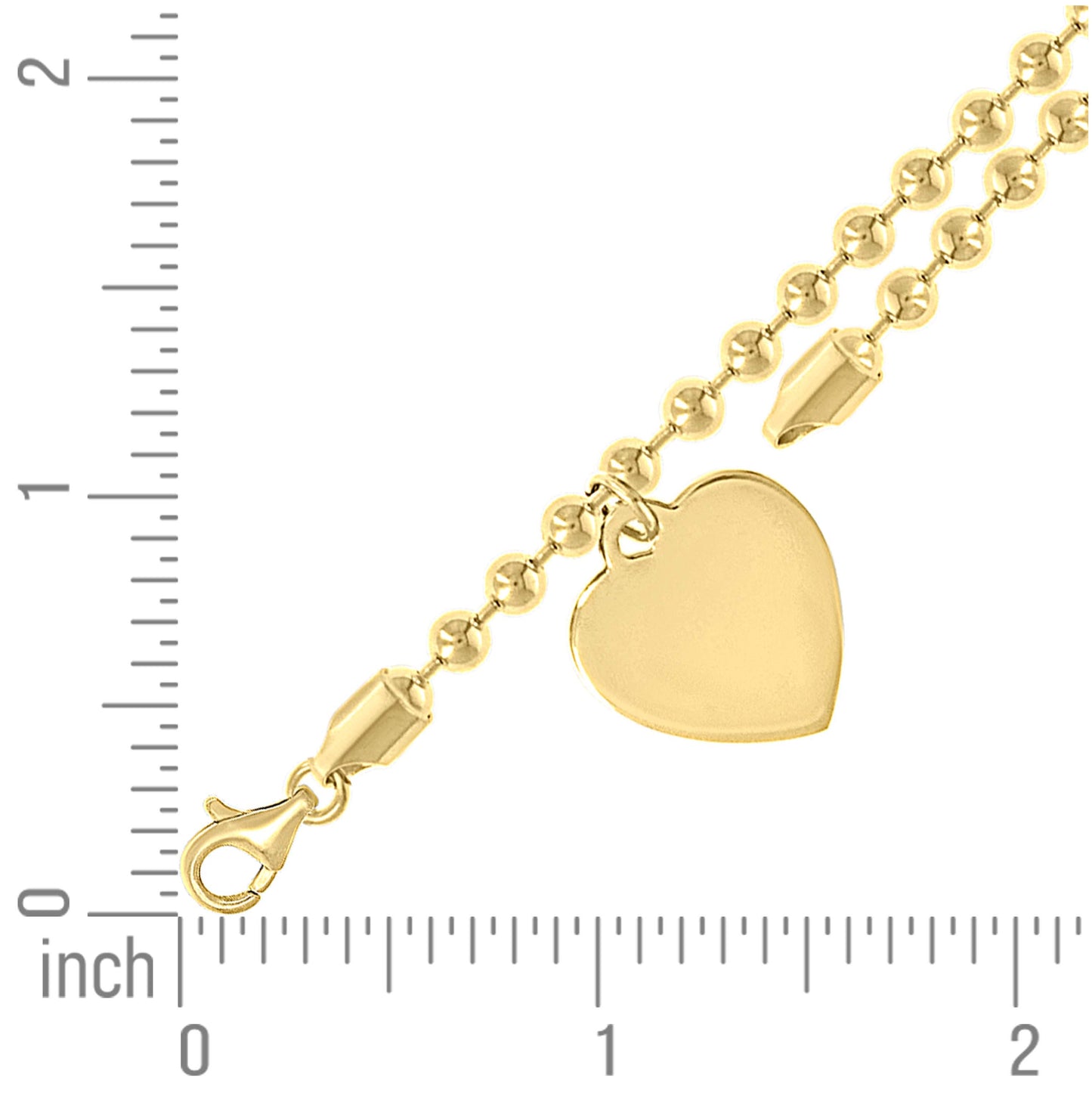 Sterling Silver Womens Heart Charm Beaded Bracelet Size 7.5 Inches