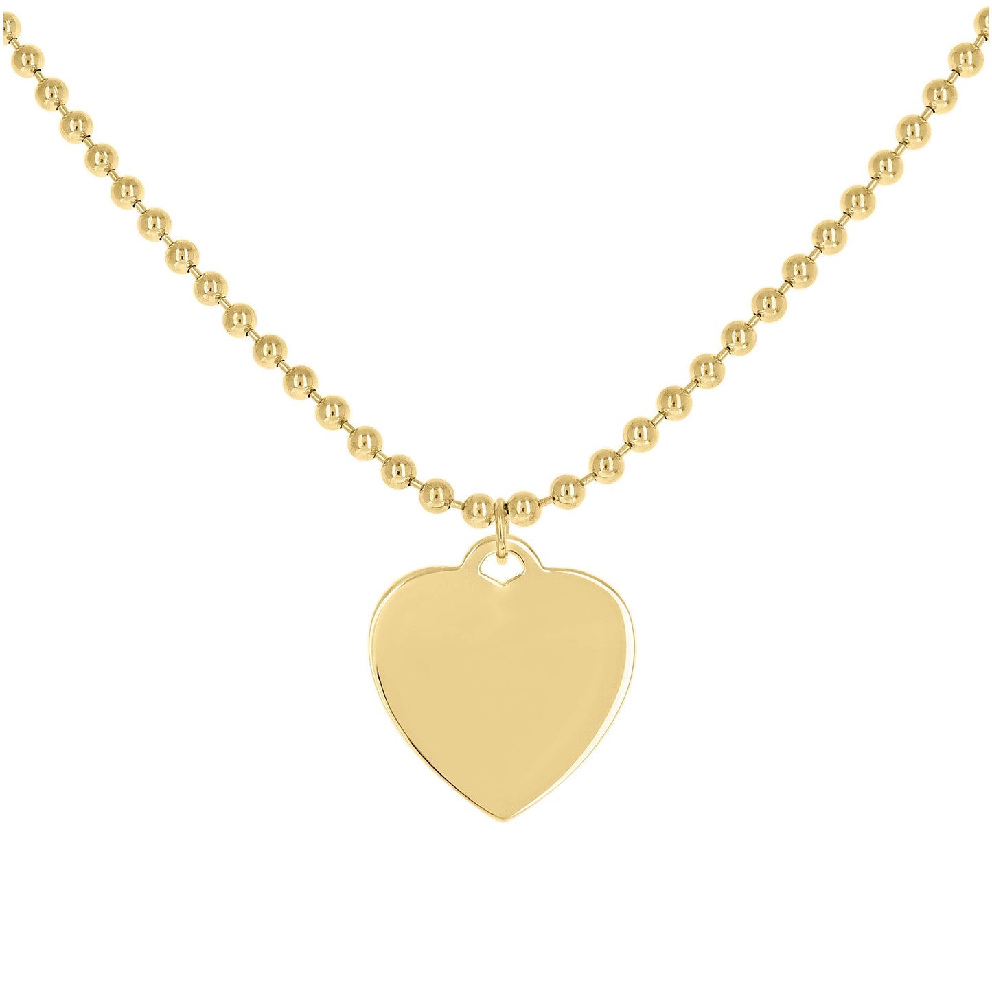 Sterling Silver Womens Heart Charm Beaded Necklace Size 20 Inches