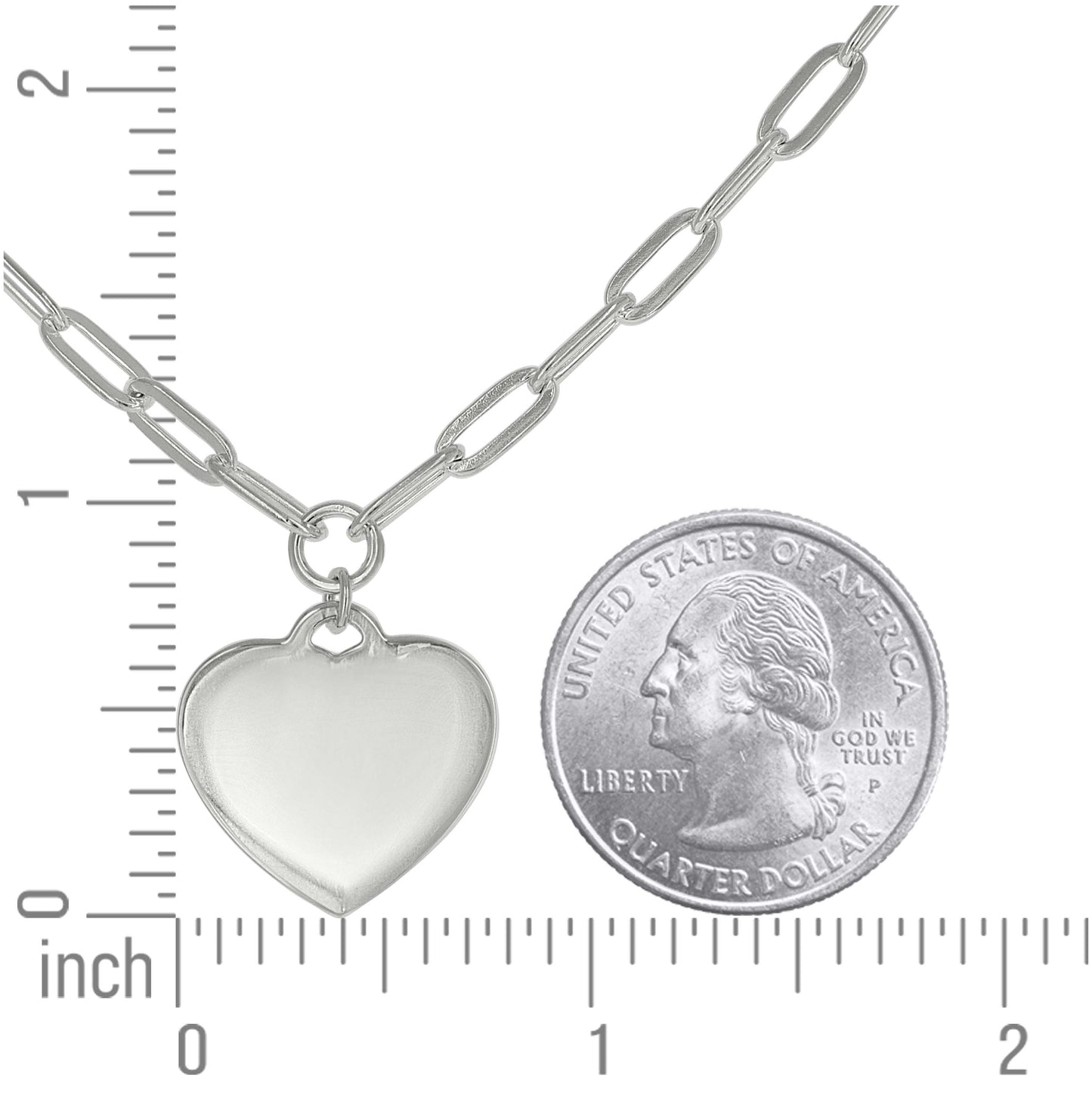 Sterling Silver Or Rhodium Plated Womens Heart Charm Necklace
