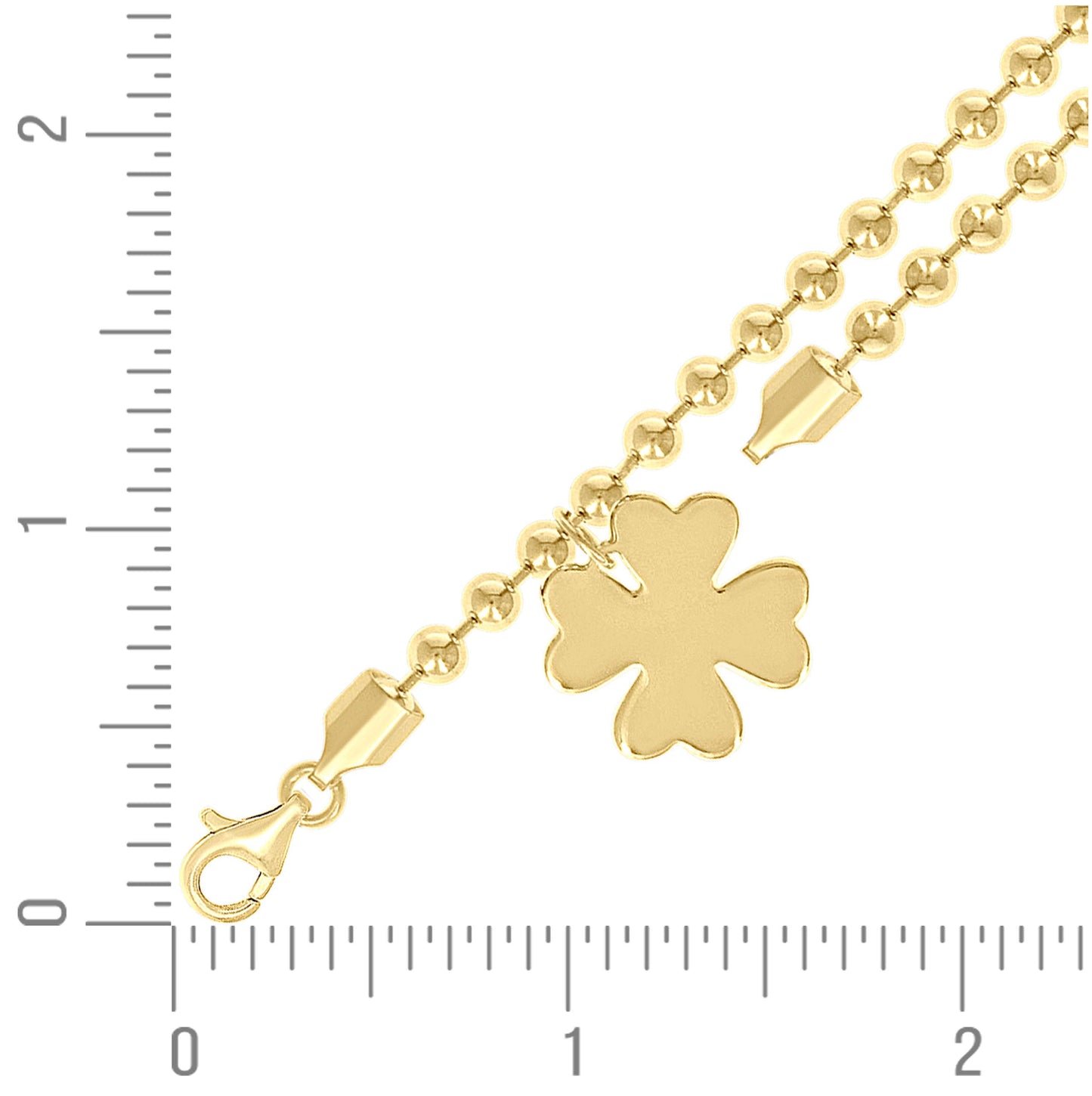 Sterling Silver Womens Good Luck Clover Charm Beaded Bracelet Size 7 Inches
