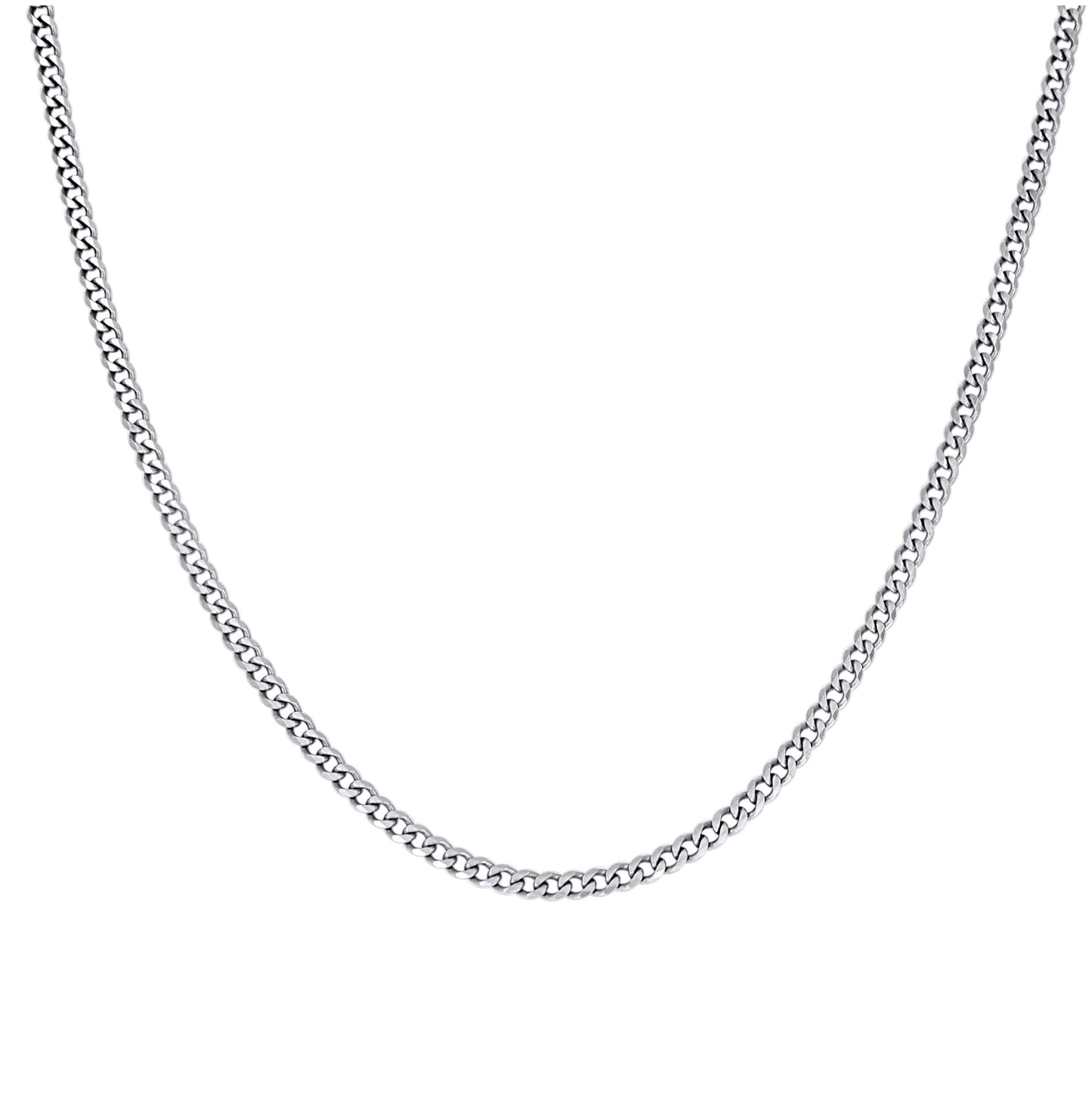 Sterling Silver Rhodium Plated Solid Super Flat Cuban Chain