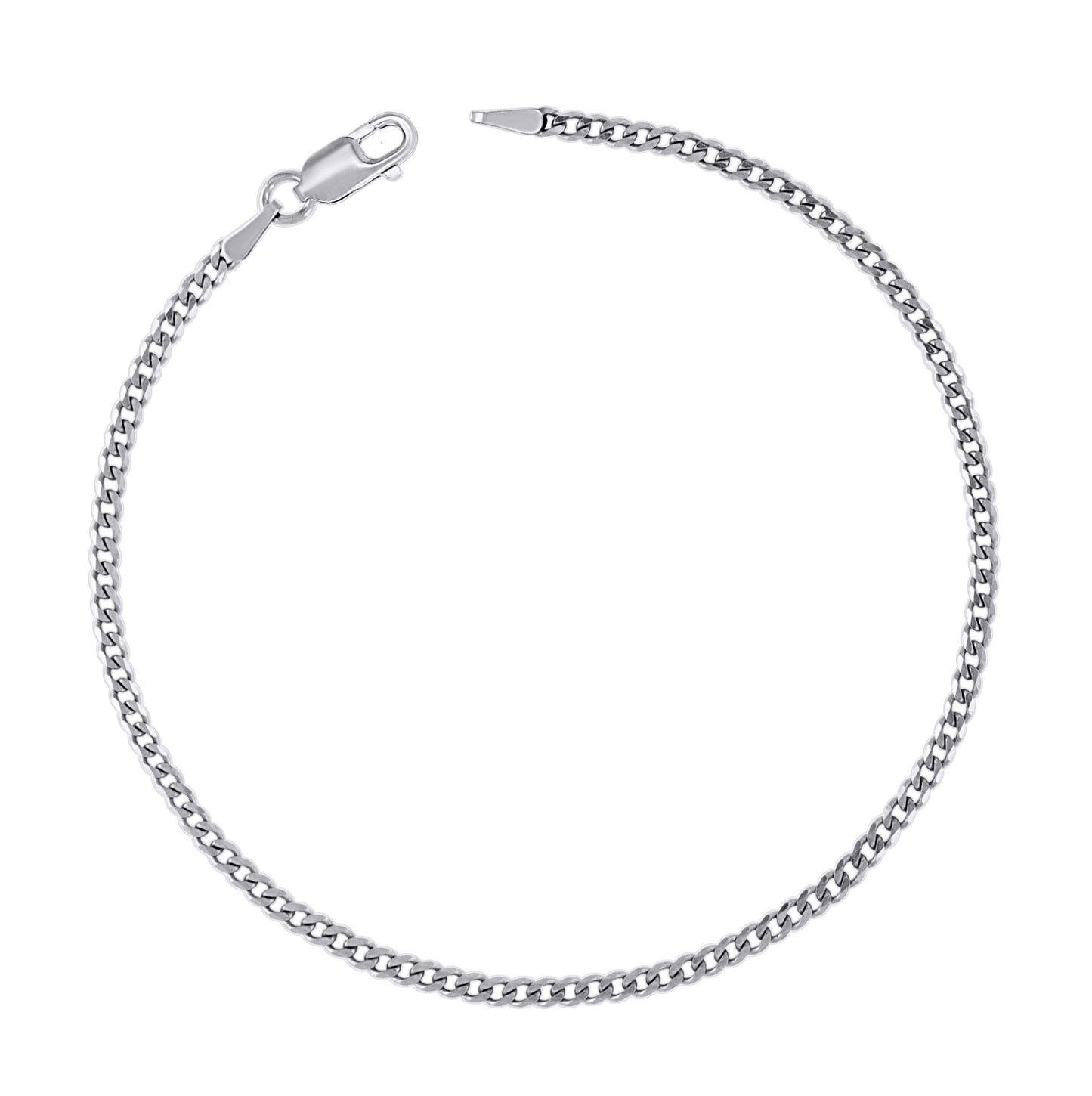 Sterling Silver Rhodium Plated Solid Super Flat Cuban Chain