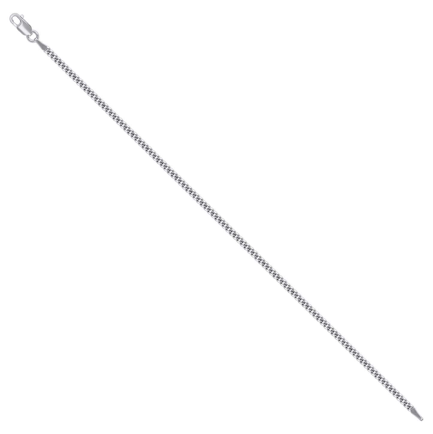 Sterling Silver Rhodium Plated Solid Super Flat Cuban Chain