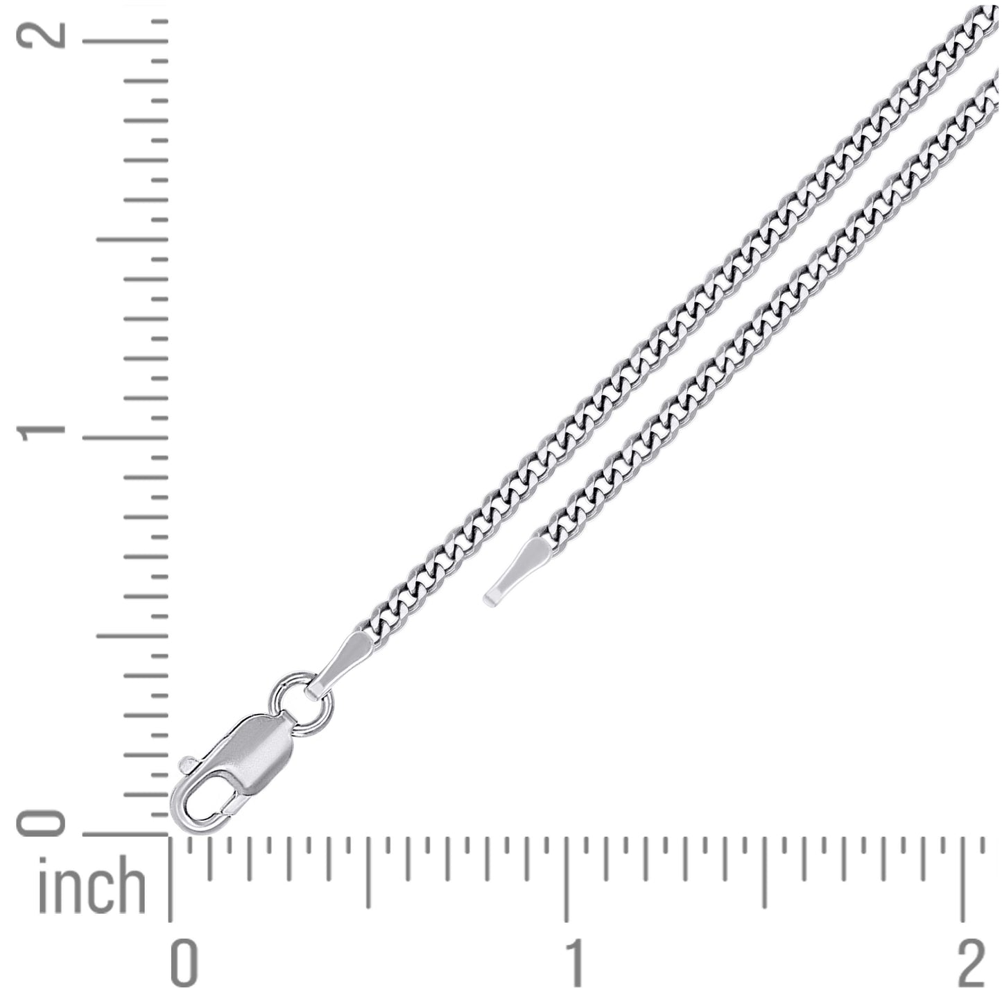 Sterling Silver Rhodium Plated Solid Super Flat Cuban Chain