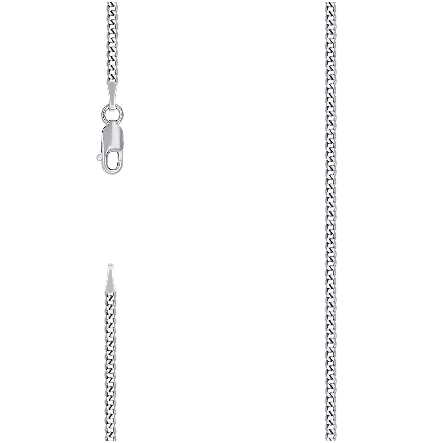 Sterling Silver Rhodium Plated Solid Super Flat Cuban Chain