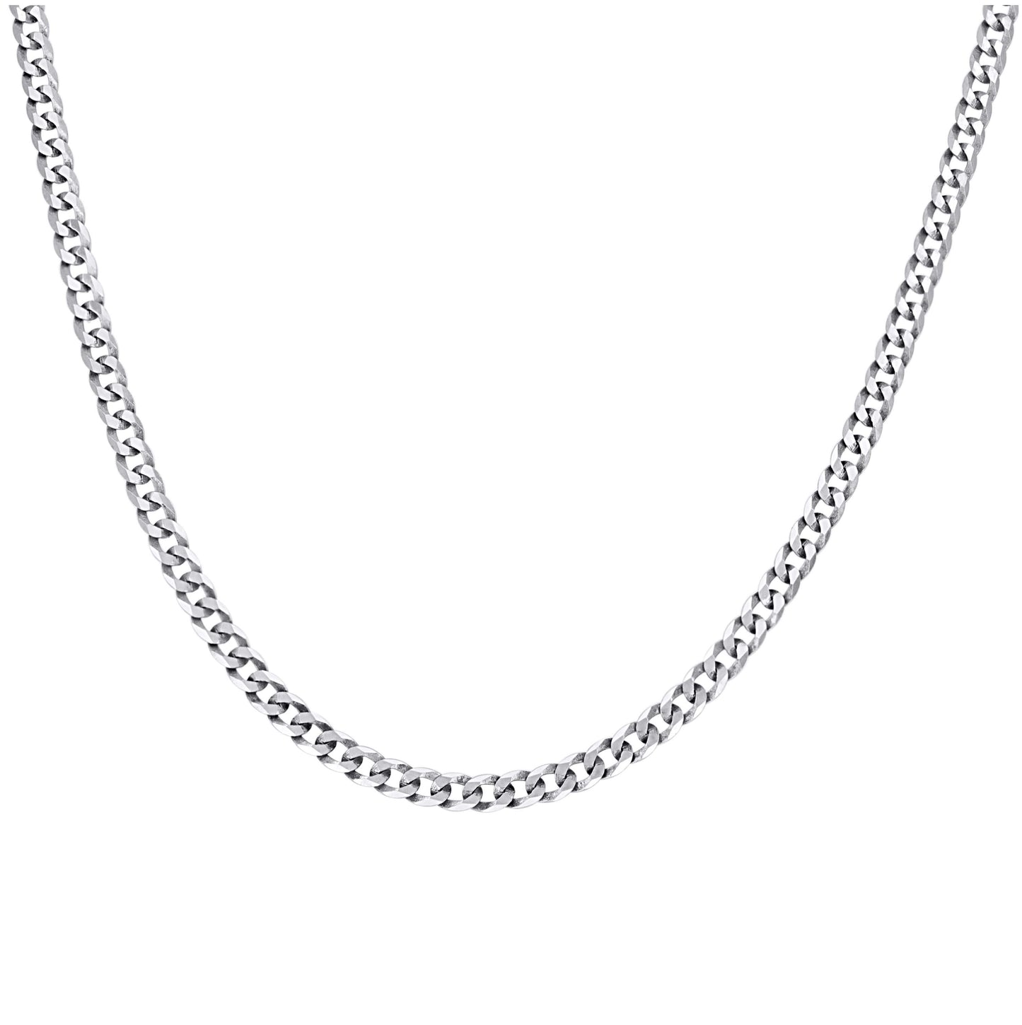 Sterling Silver Rhodium Plated Solid Super Flat Cuban Chain