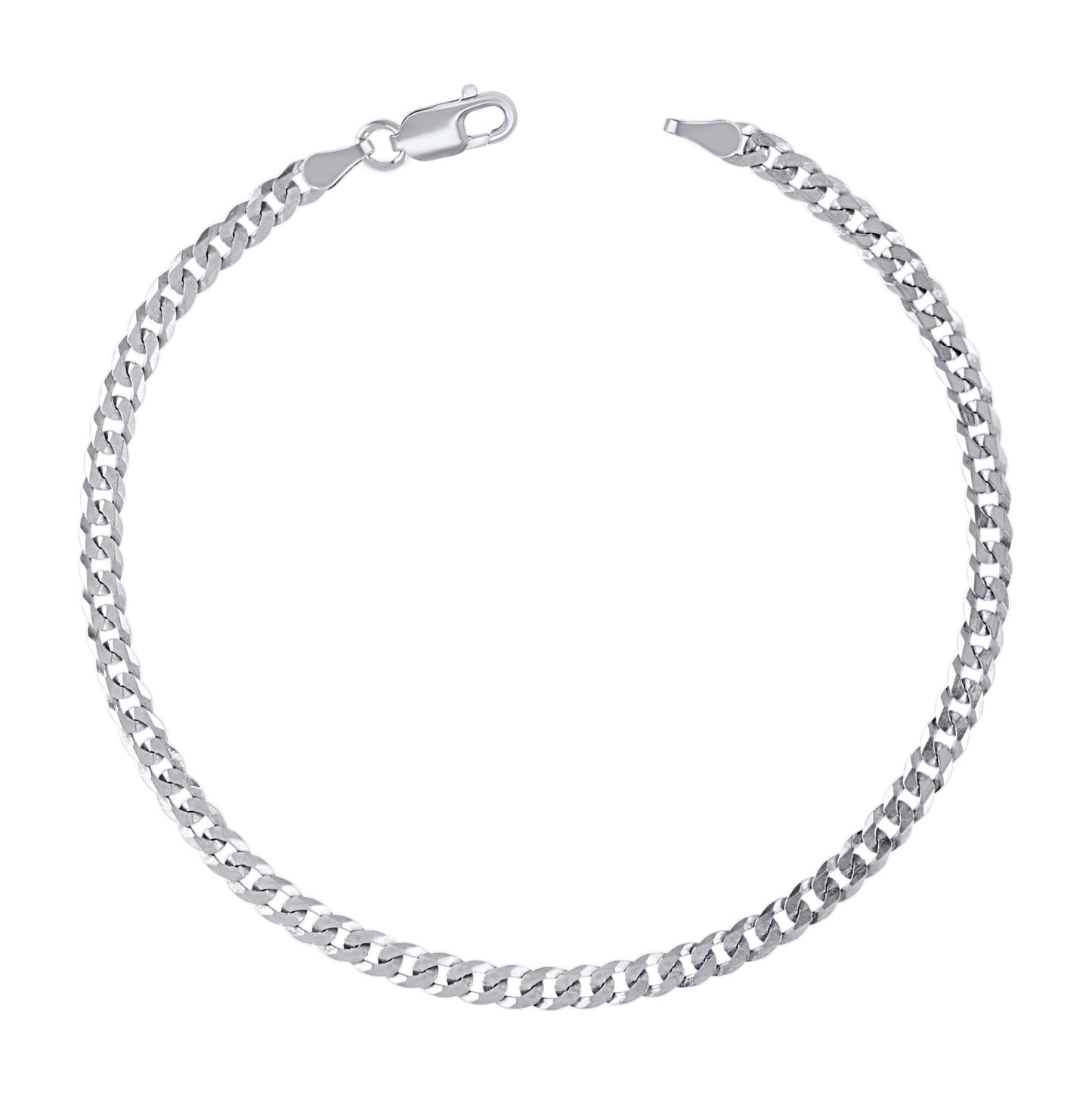 Sterling Silver Rhodium Plated Solid Super Flat Cuban Chain