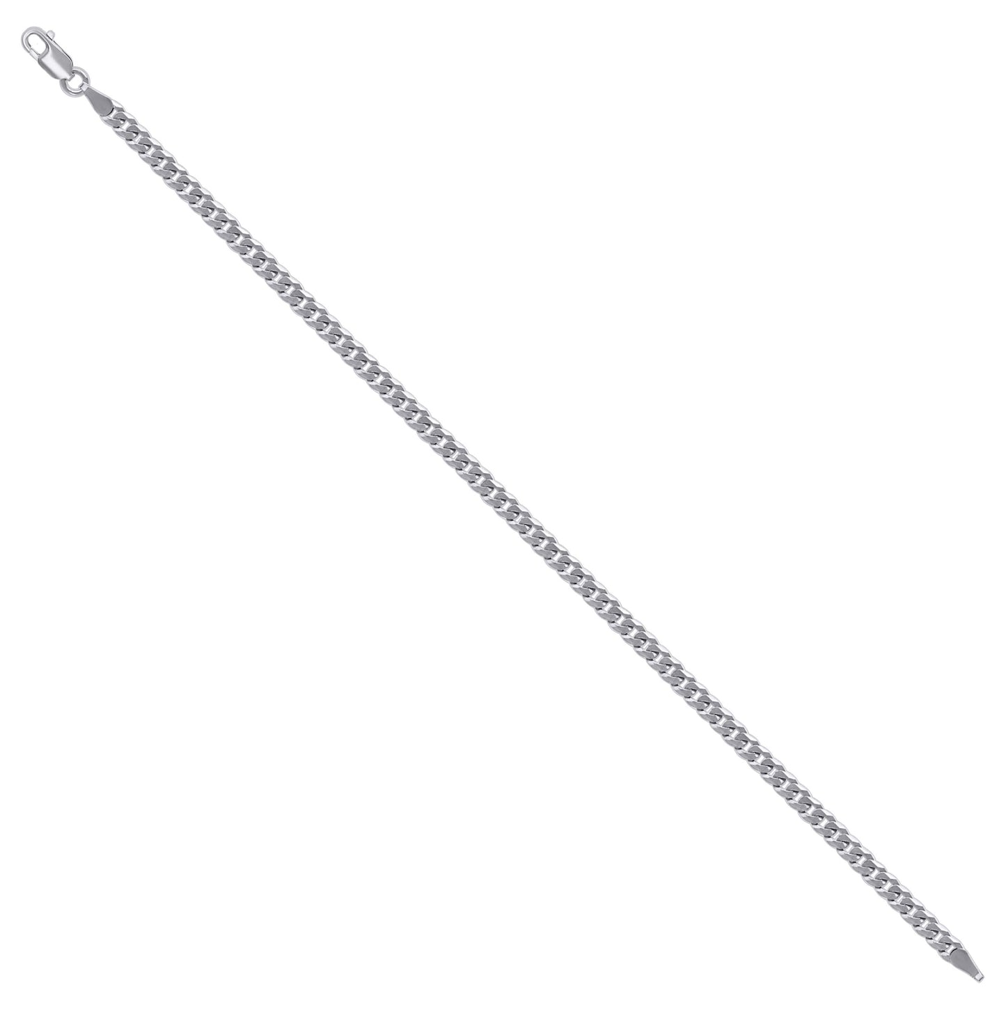 Sterling Silver Rhodium Plated Solid Super Flat Cuban Chain