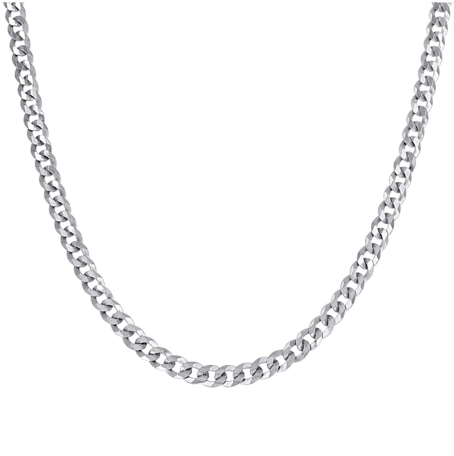 Sterling Silver Rhodium Plated Solid Super Flat Cuban Chain