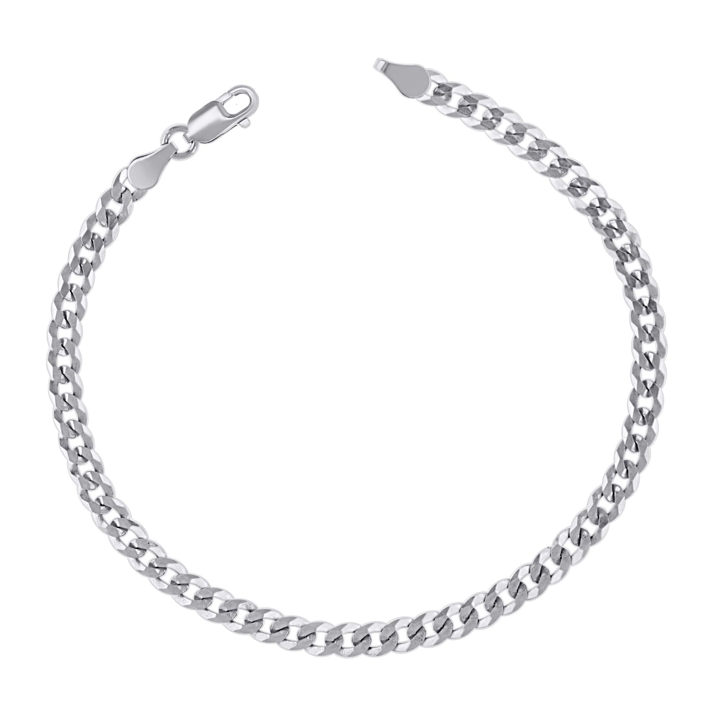 Sterling Silver Rhodium Plated Solid Super Flat Cuban Chain