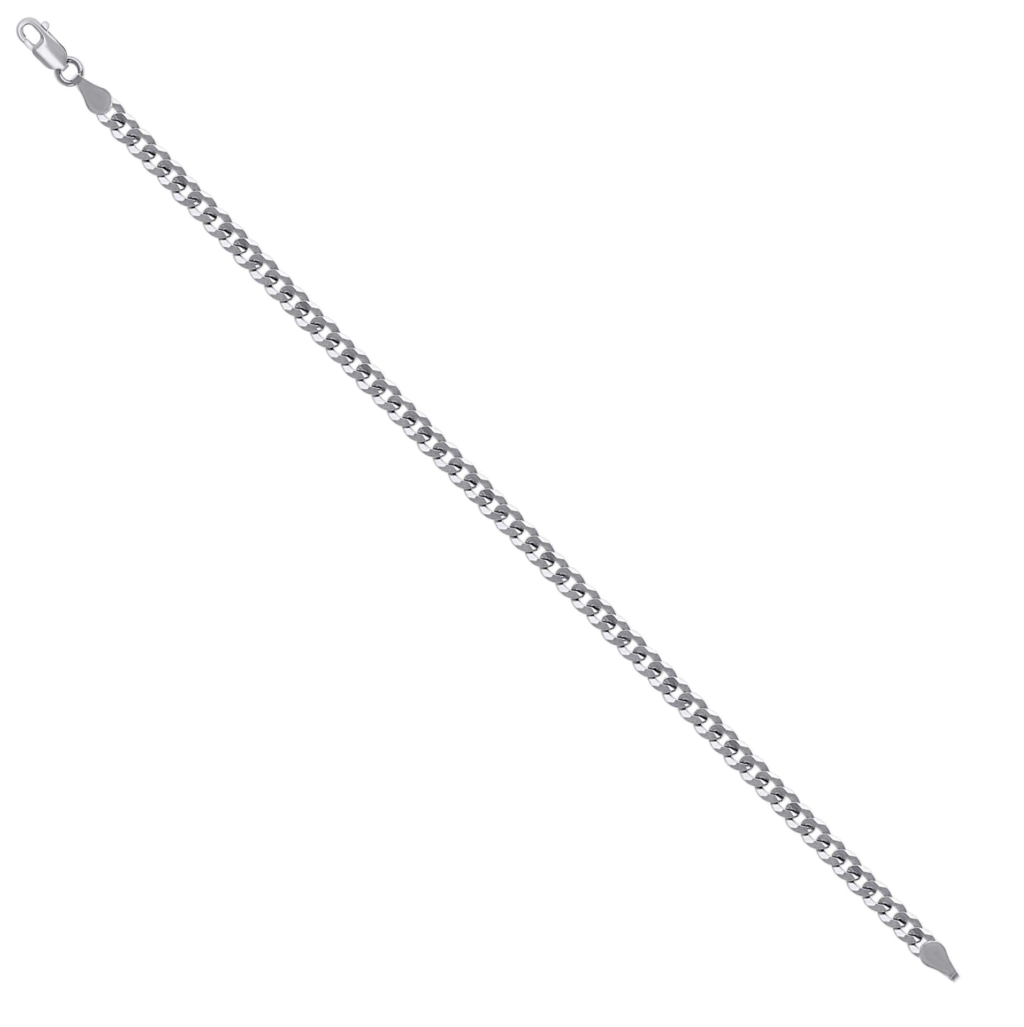 Sterling Silver Rhodium Plated Solid Super Flat Cuban Chain