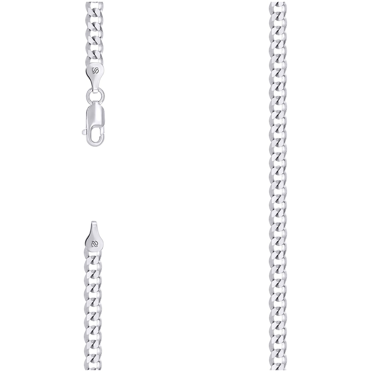 Sterling Silver Rhodium Plated Solid Super Flat Cuban Chain