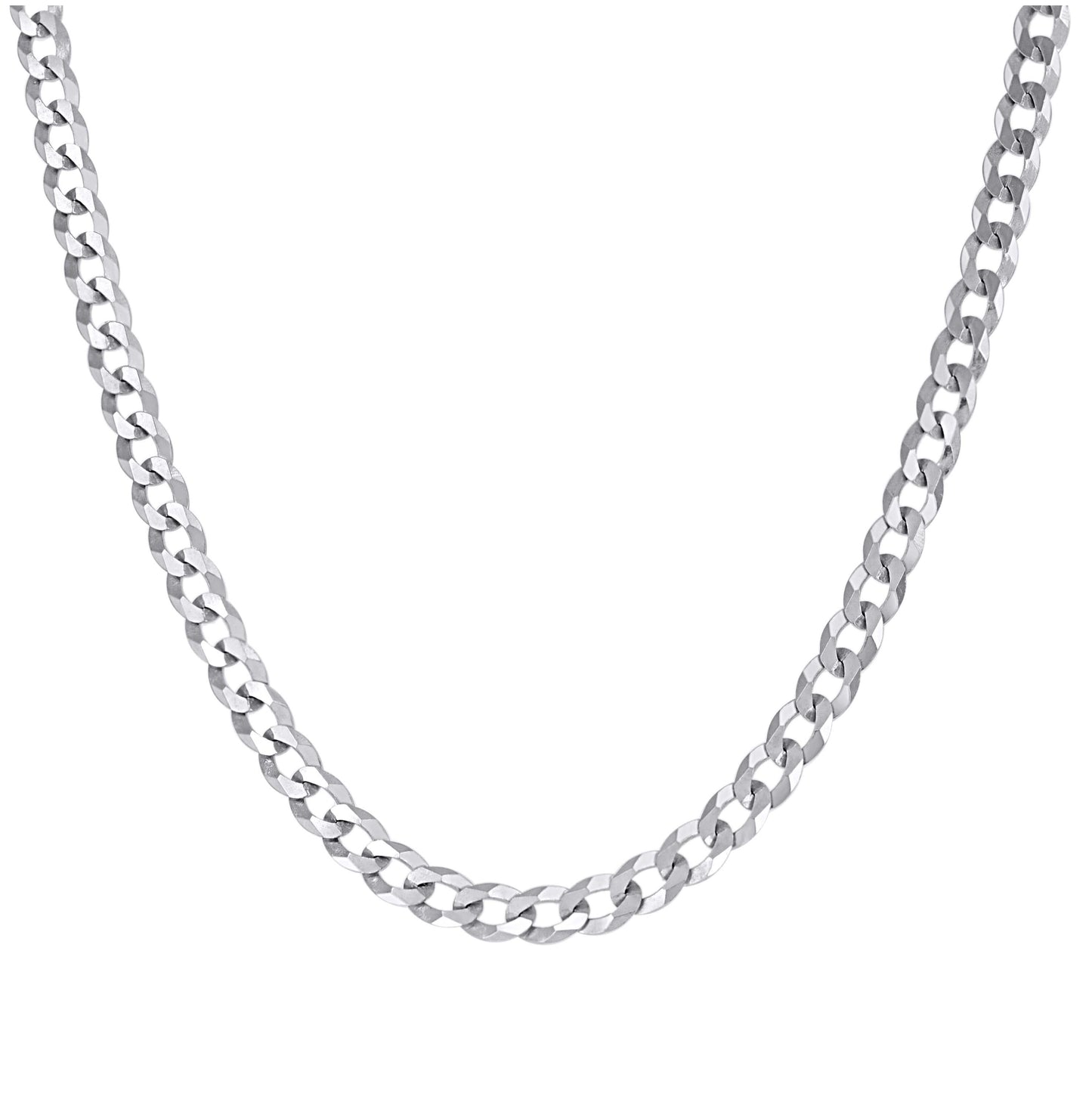 Sterling Silver Rhodium Plated Solid Super Flat Cuban Chain