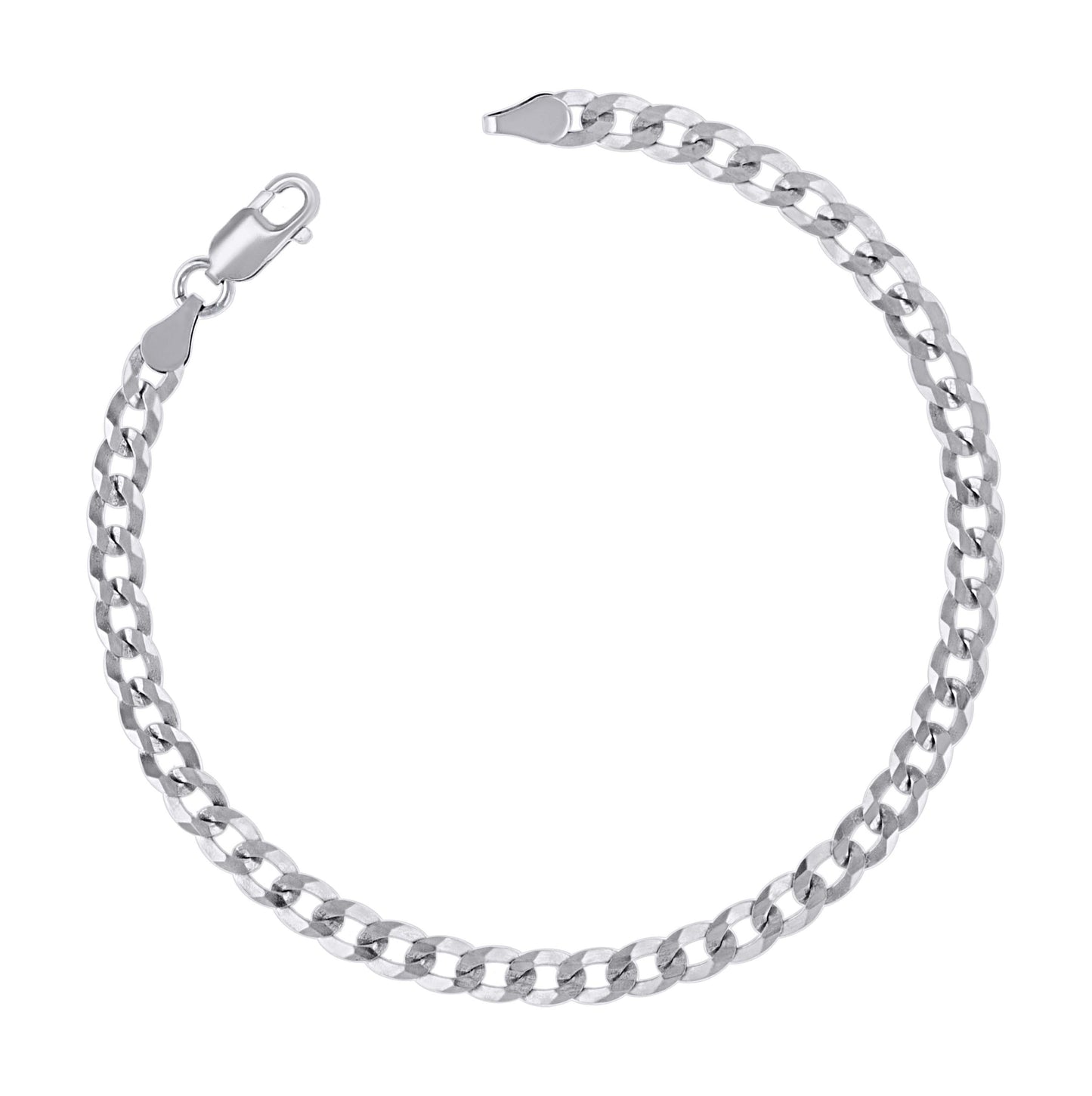 Sterling Silver Rhodium Plated Solid Super Flat Cuban Chain