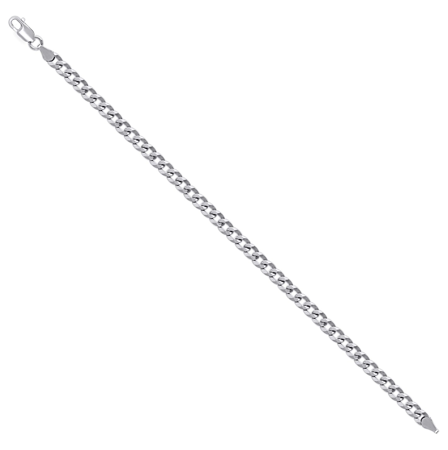 Sterling Silver Rhodium Plated Solid Super Flat Cuban Chain