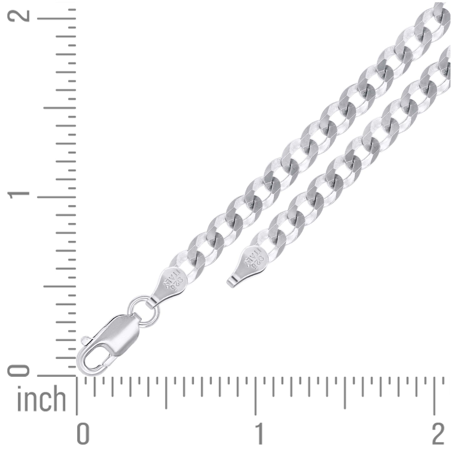 Sterling Silver Rhodium Plated Solid Super Flat Cuban Chain