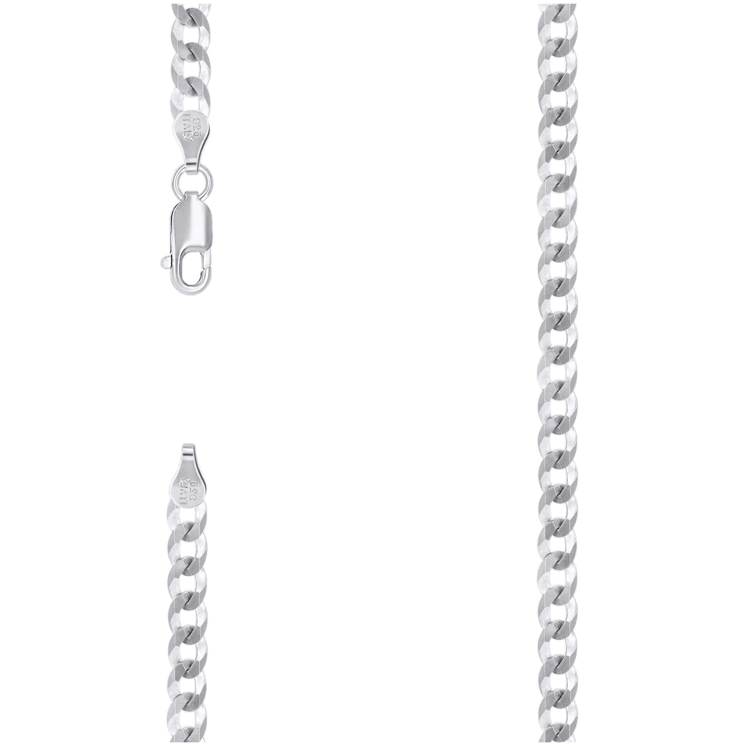 Sterling Silver Rhodium Plated Solid Super Flat Cuban Chain