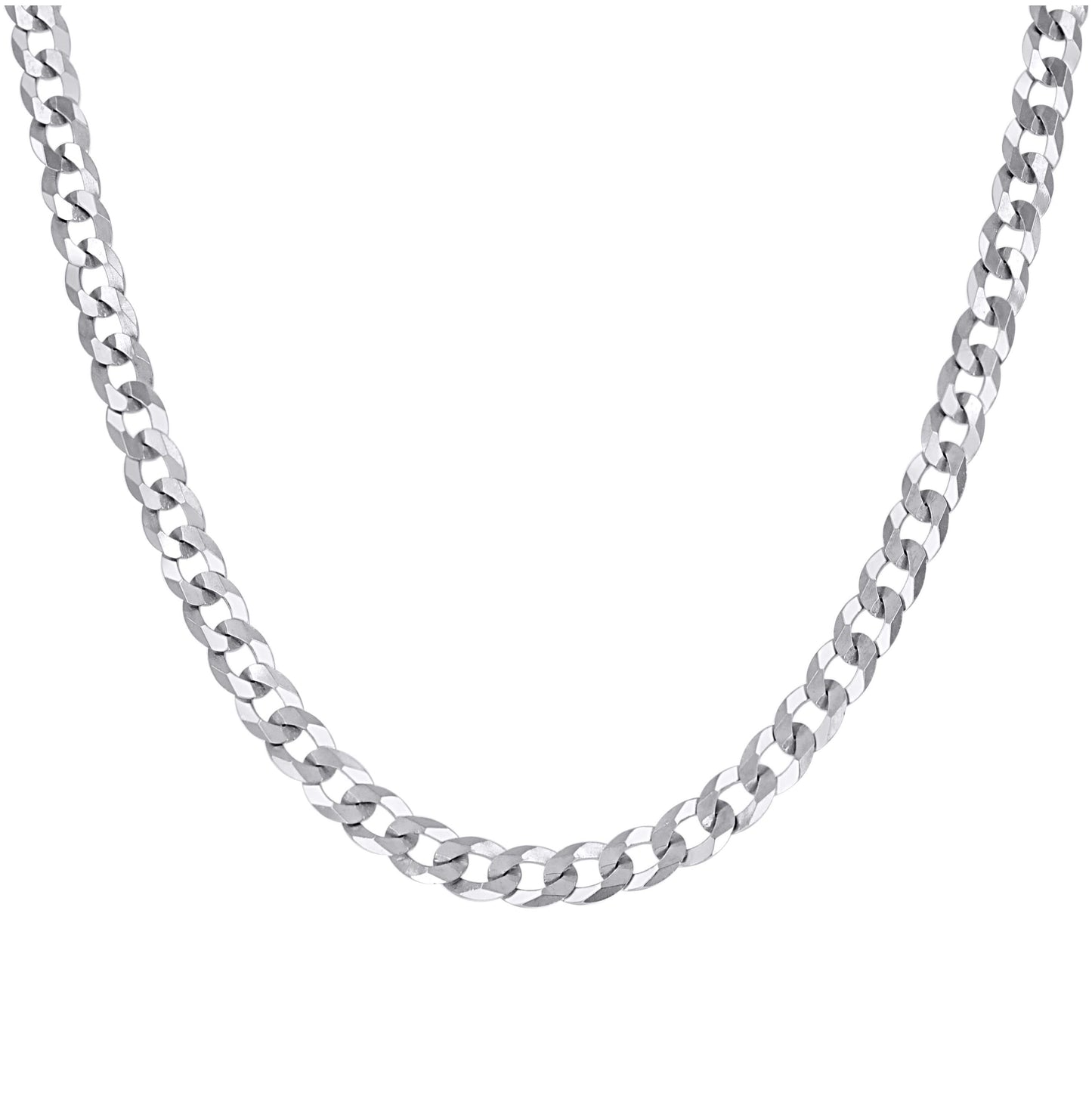 Sterling Silver Rhodium Plated Solid Super Flat Cuban Chain