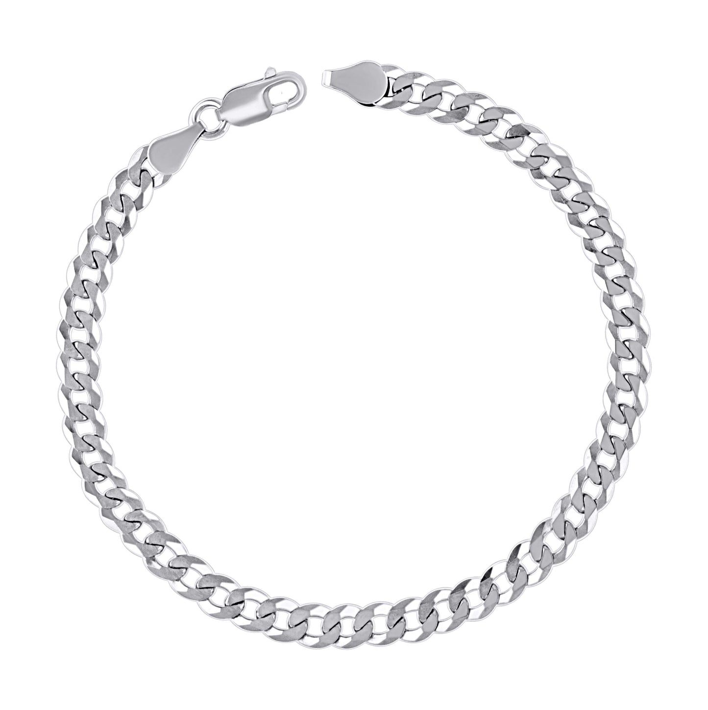 Sterling Silver Rhodium Plated Solid Super Flat Cuban Chain