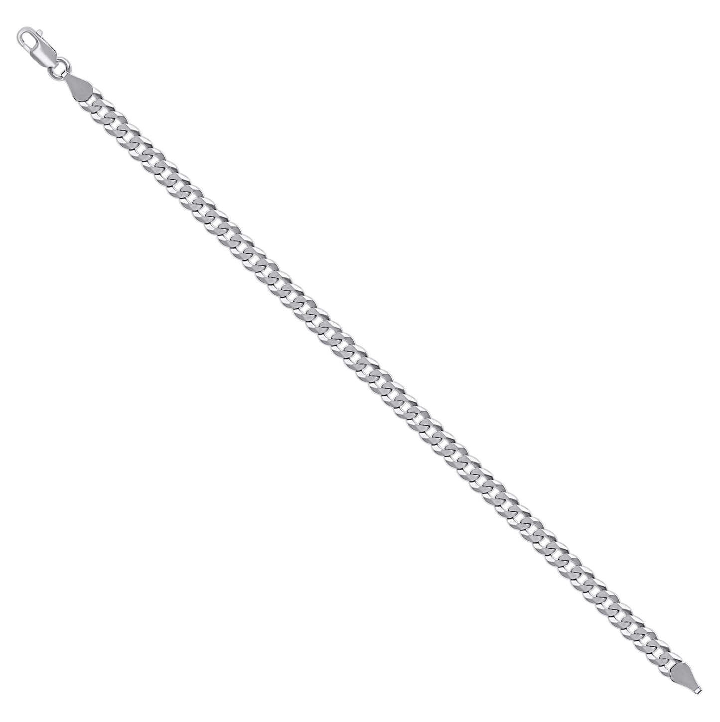 Sterling Silver Rhodium Plated Solid Super Flat Cuban Chain