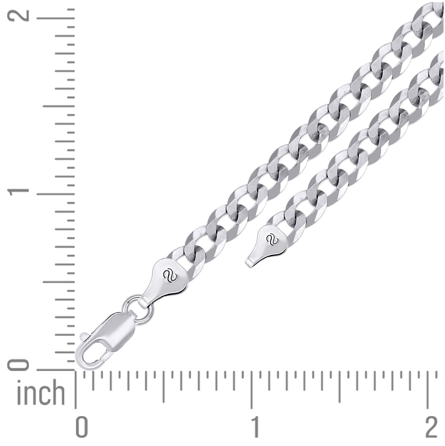 Sterling Silver Rhodium Plated Solid Super Flat Cuban Chain