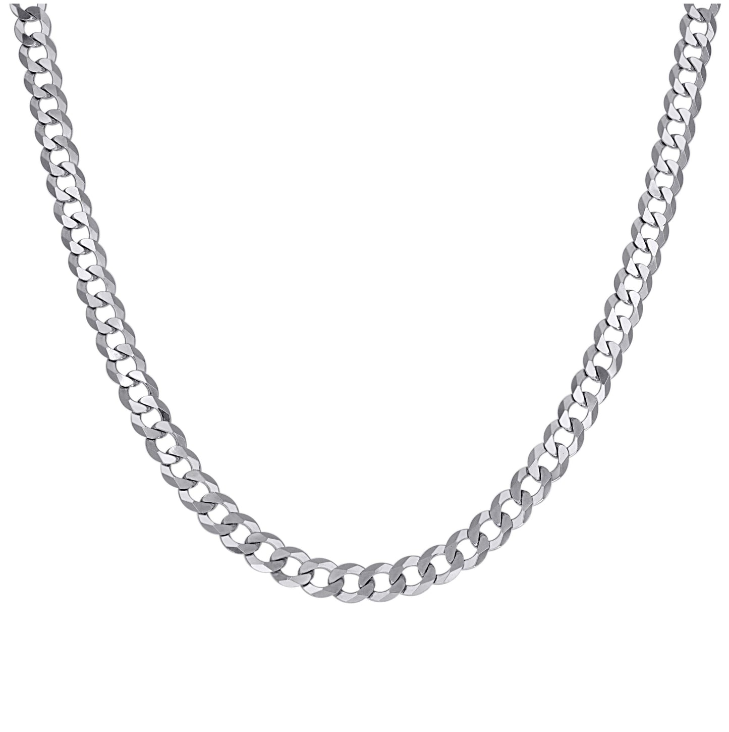 Sterling Silver Rhodium Plated Solid Super Flat Cuban Chain