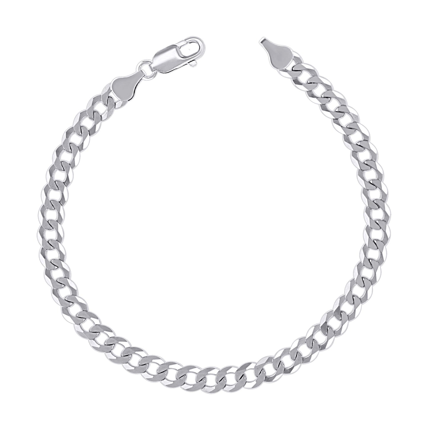 Sterling Silver Rhodium Plated Solid Super Flat Cuban Chain