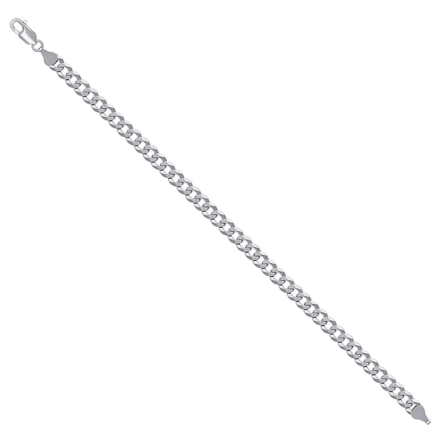Sterling Silver Rhodium Plated Solid Super Flat Cuban Chain