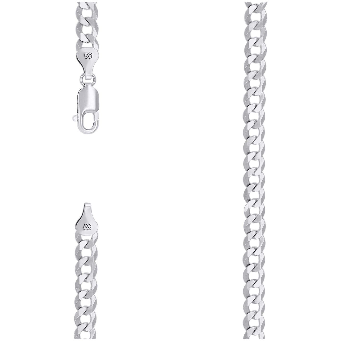 Sterling Silver Rhodium Plated Solid Super Flat Cuban Chain