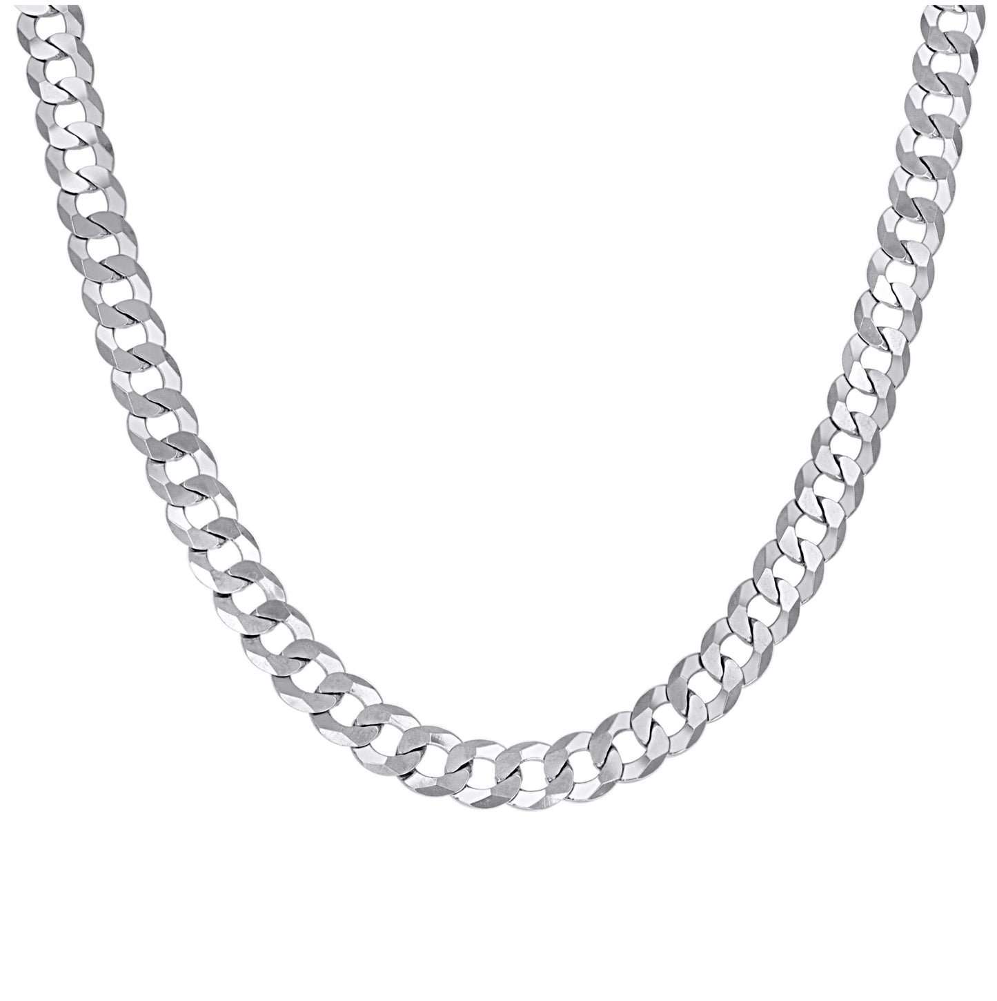 Sterling Silver Rhodium Plated Solid Super Flat Cuban Chain
