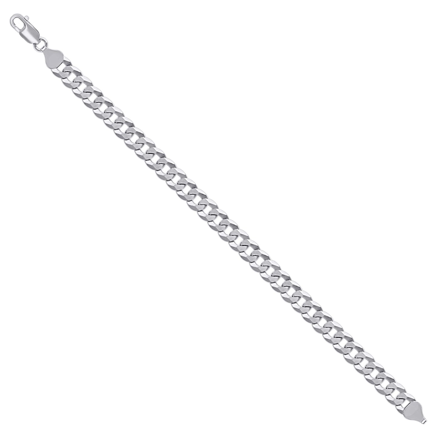 Sterling Silver Rhodium Plated Solid Super Flat Cuban Chain