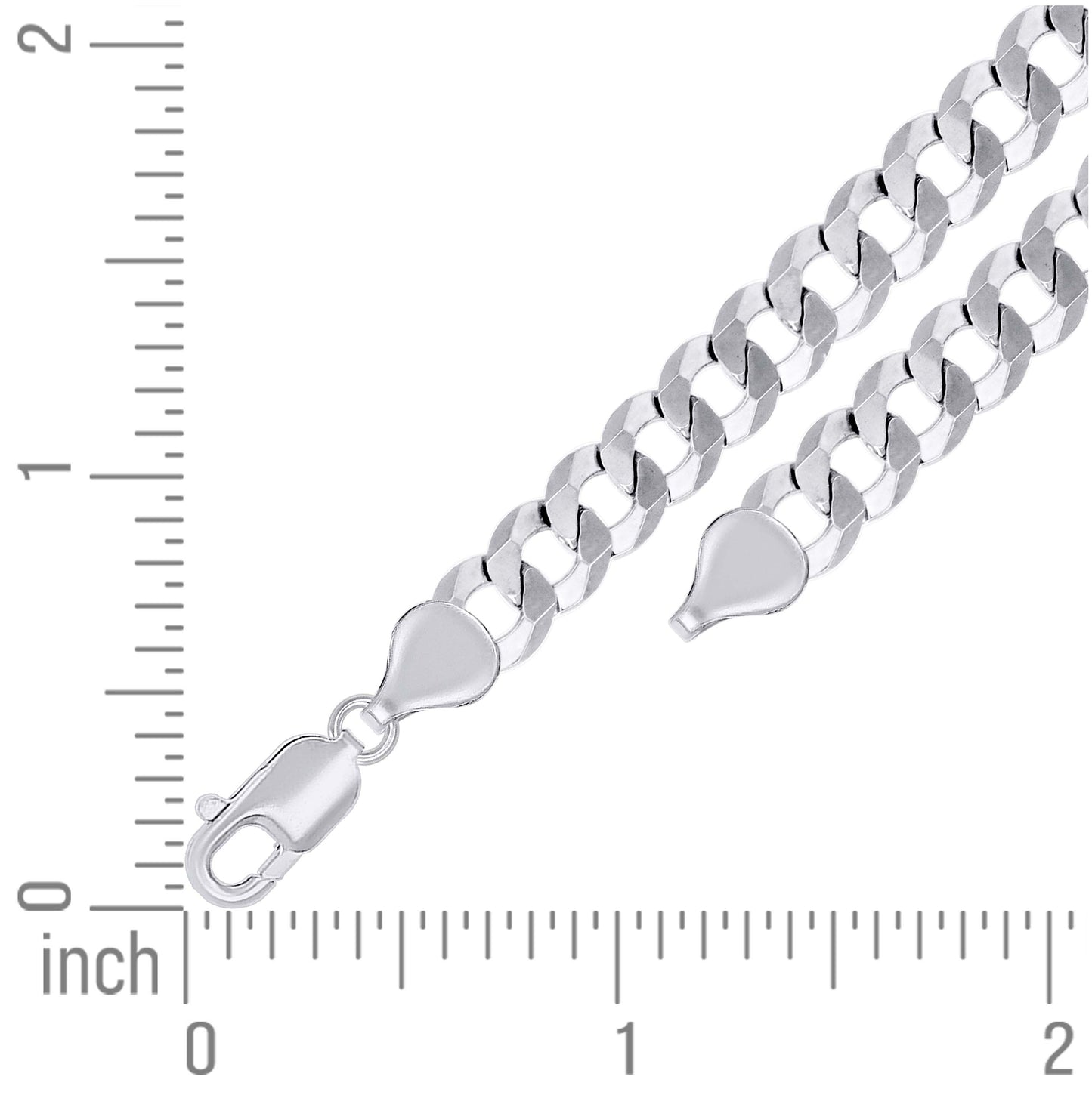 Sterling Silver Rhodium Plated Solid Super Flat Cuban Chain