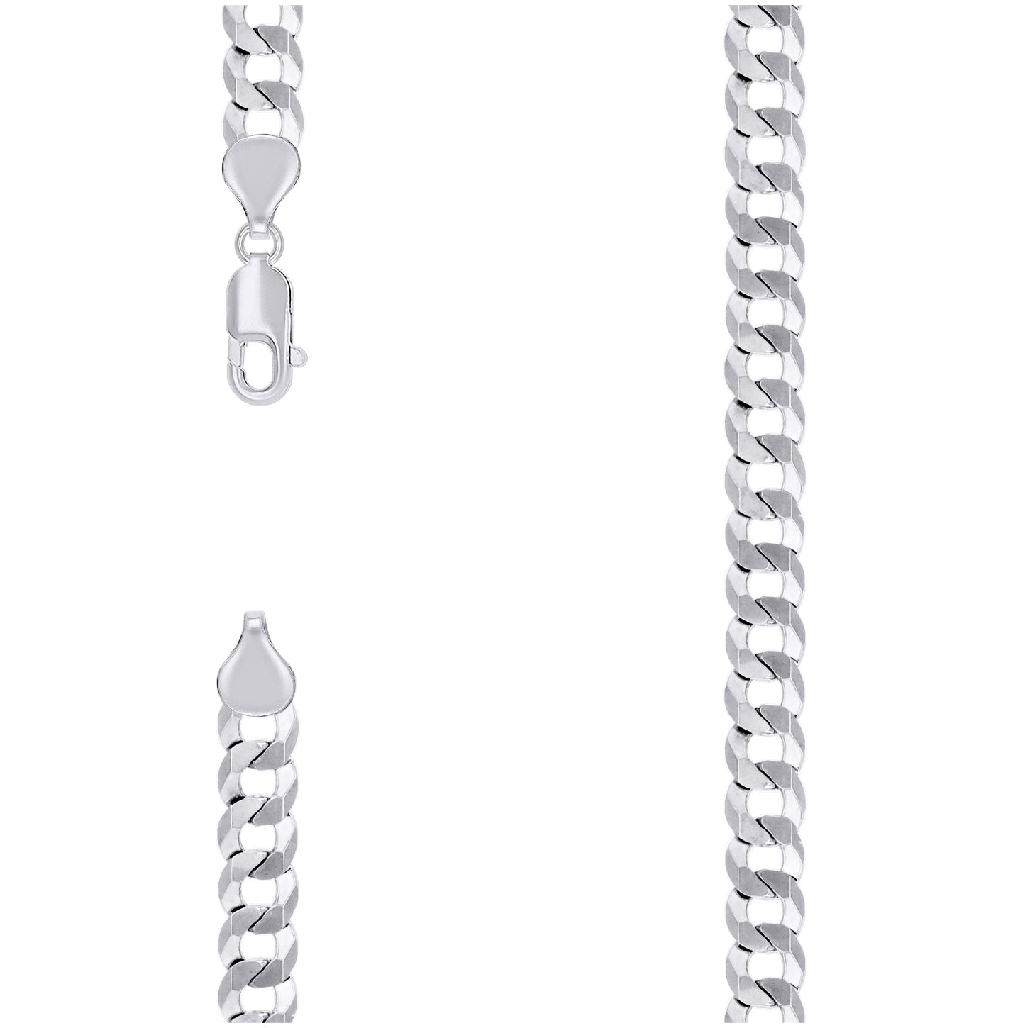 Sterling Silver Rhodium Plated Solid Super Flat Cuban Chain
