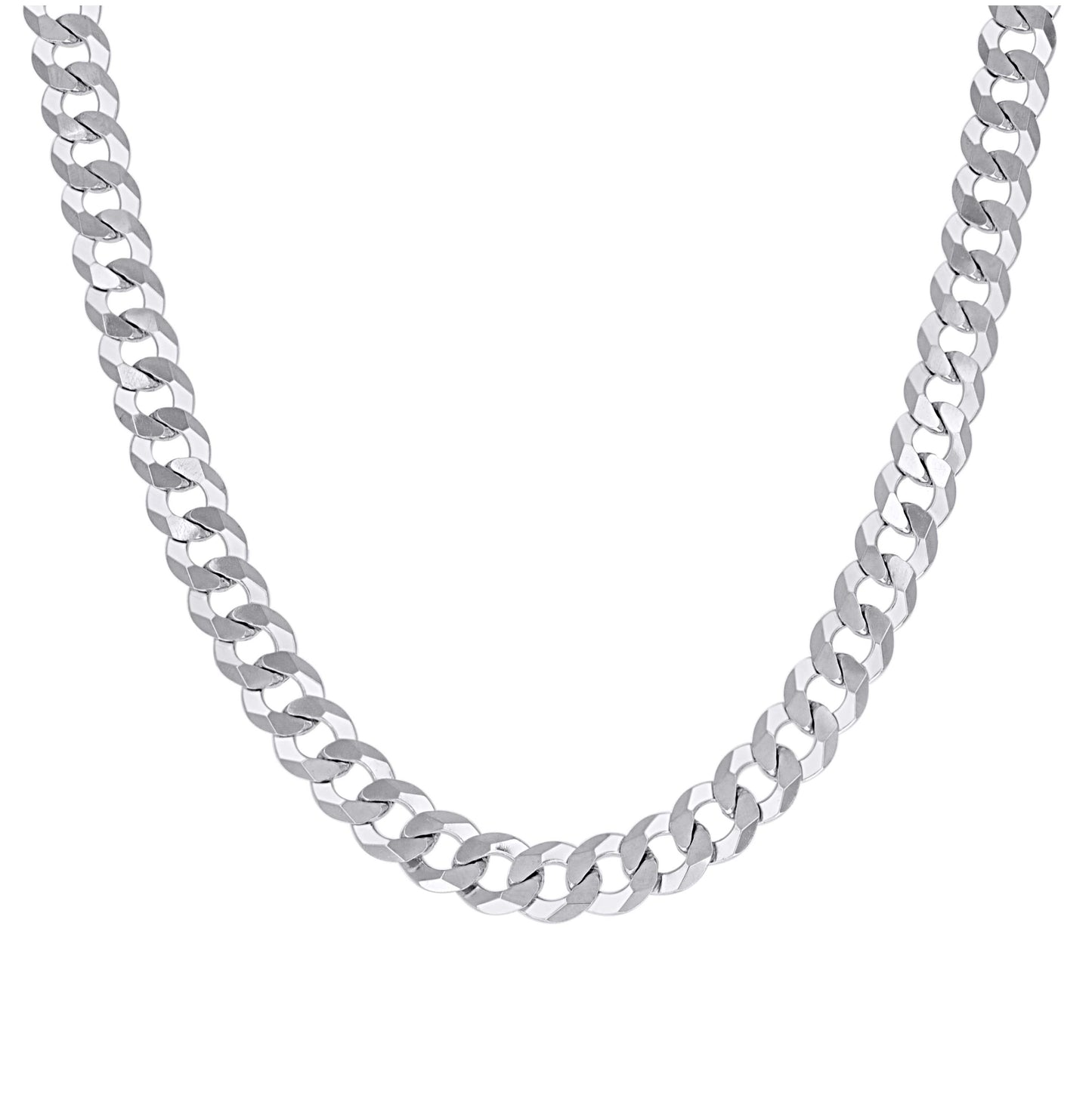 Sterling Silver Rhodium Plated Solid Super Flat Cuban Chain