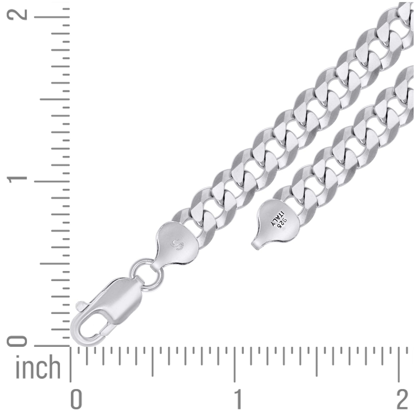 Sterling Silver Rhodium Plated Solid Super Flat Cuban Chain