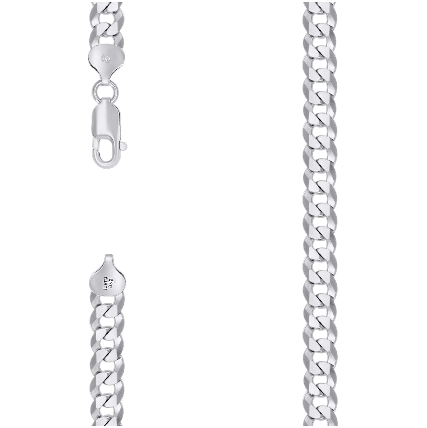 Sterling Silver Rhodium Plated Solid Super Flat Cuban Chain