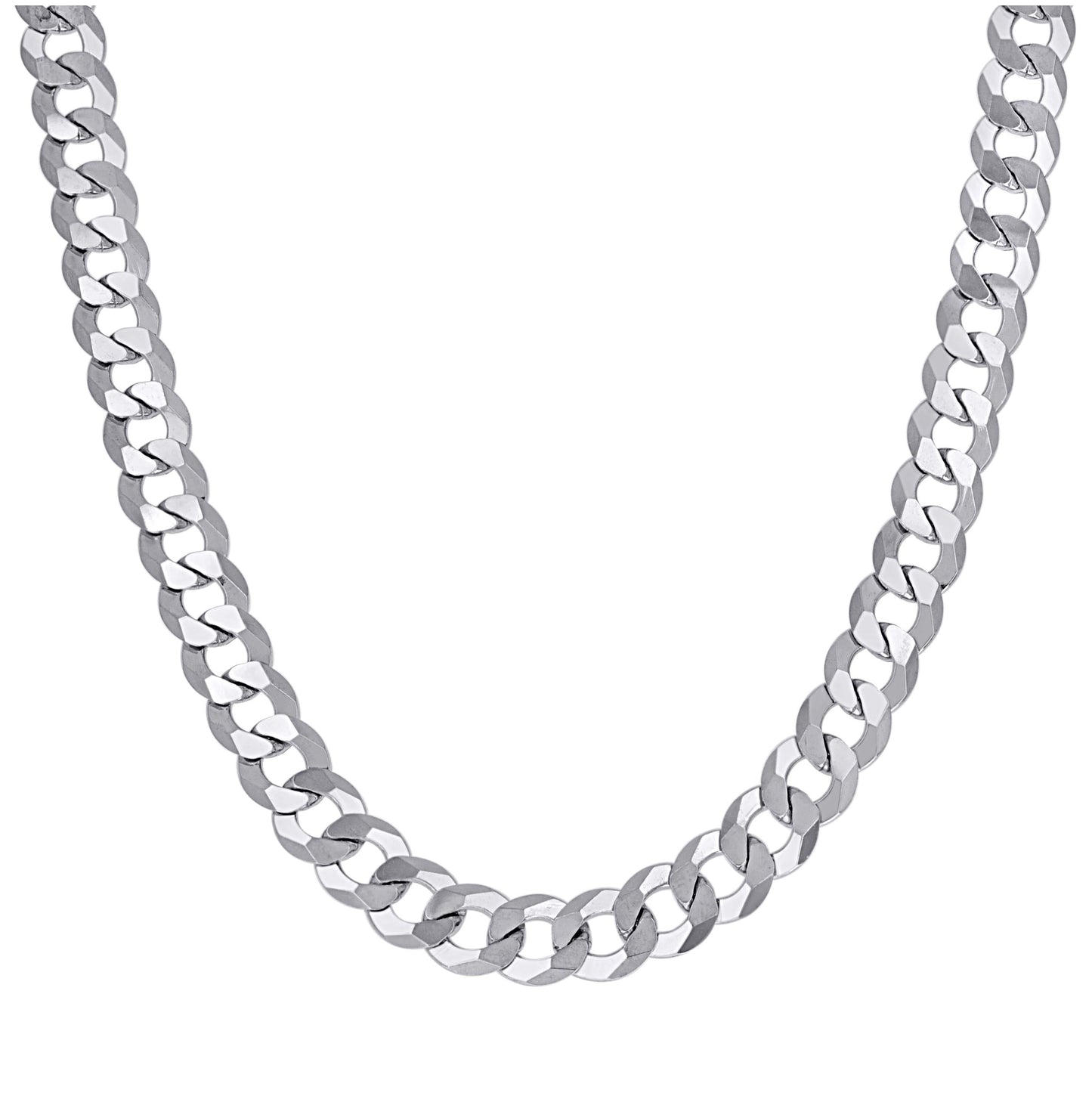 Sterling Silver Rhodium Plated Solid Super Flat Cuban Chain