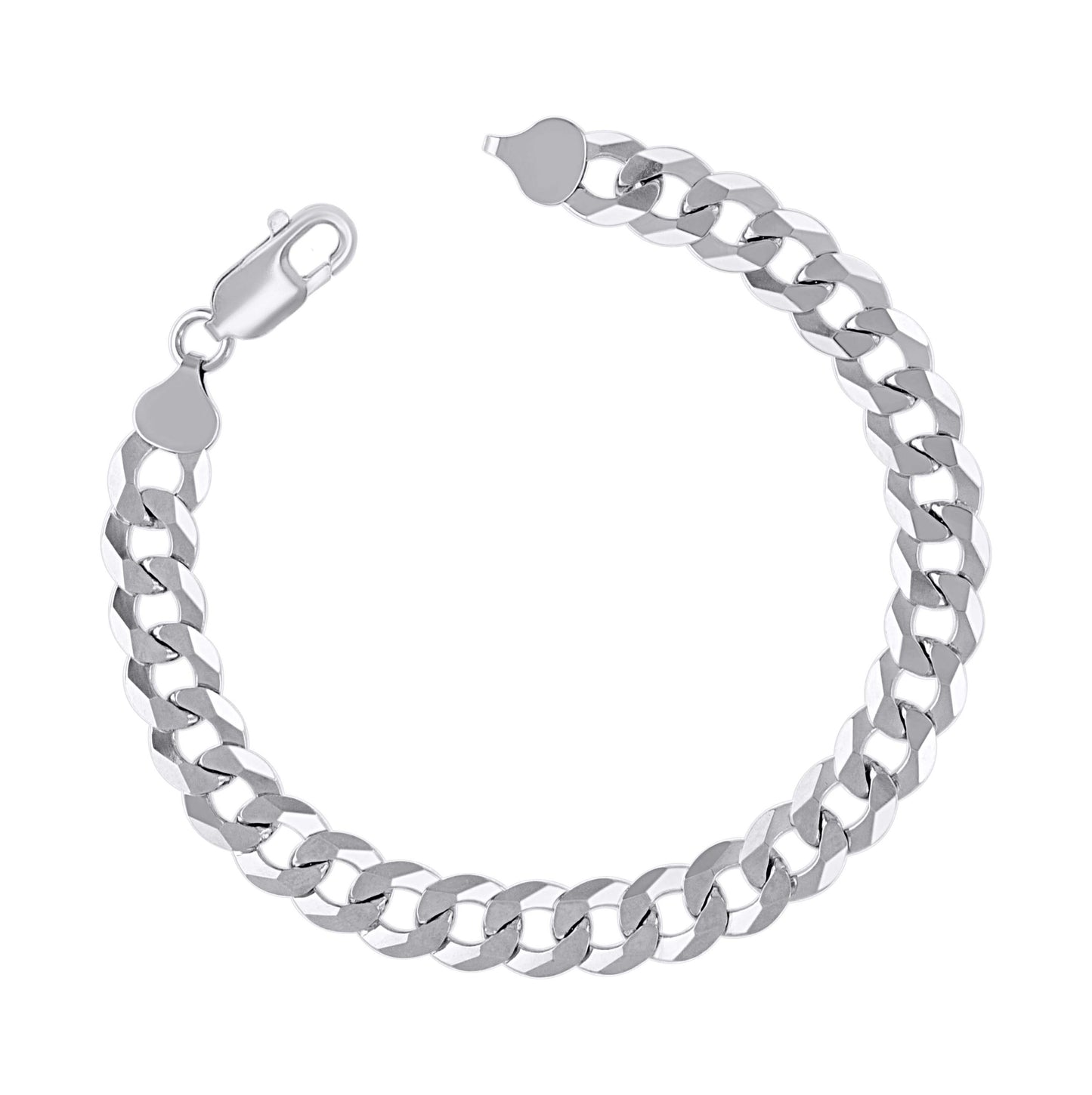 Sterling Silver Rhodium Plated Solid Super Flat Cuban Chain